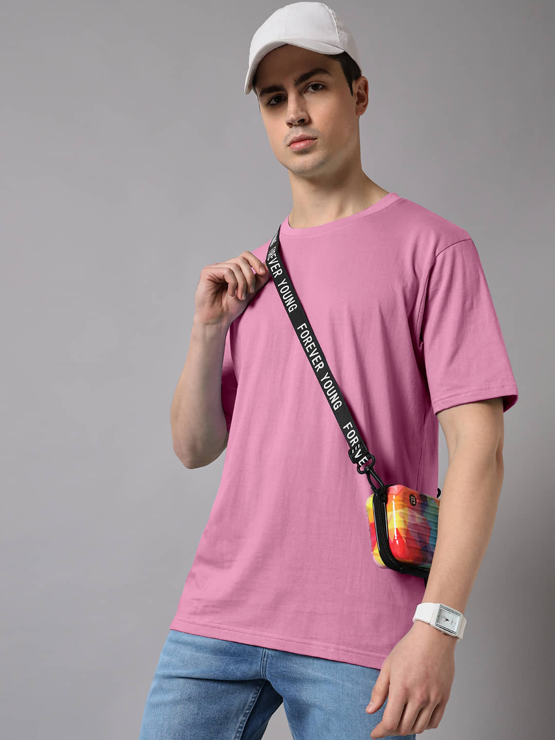 The Dry State - Pink 100% Cotton Oversized Fit Men's T-Shirt ( Pack of 1 )