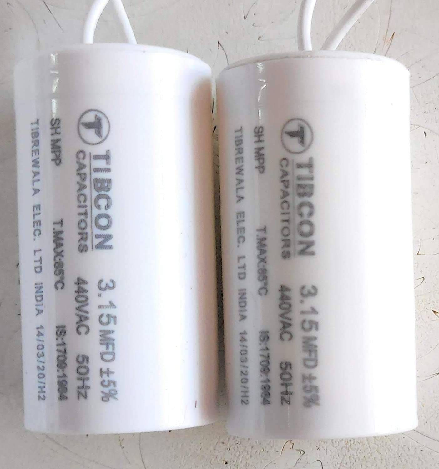     			Tibcon 3.15 MFD Capacitor for Ceiling Fan to Increase Speed - 2 Pieces, (Blue, aqua)