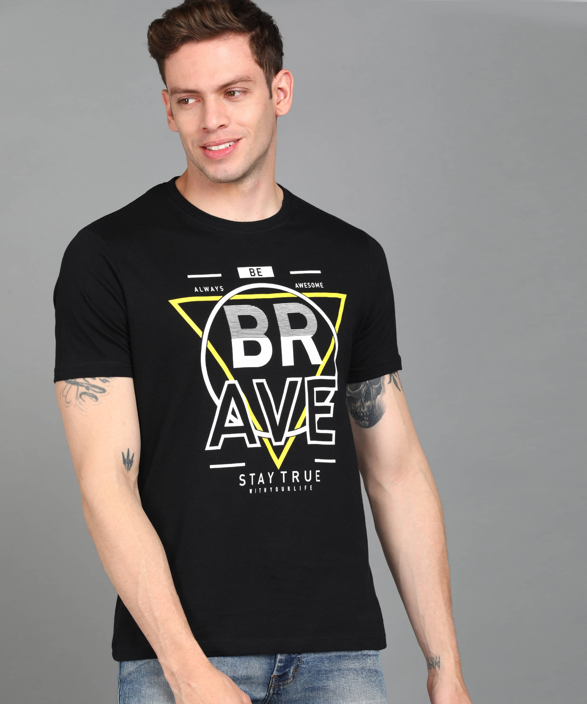 Urbano Fashion - Black Cotton Slim Fit Men's T-Shirt ( Pack of 1 ) Urbano Fashion - Black Cotton Slim Fit Men's T-Shirt ( Pack of 1 )