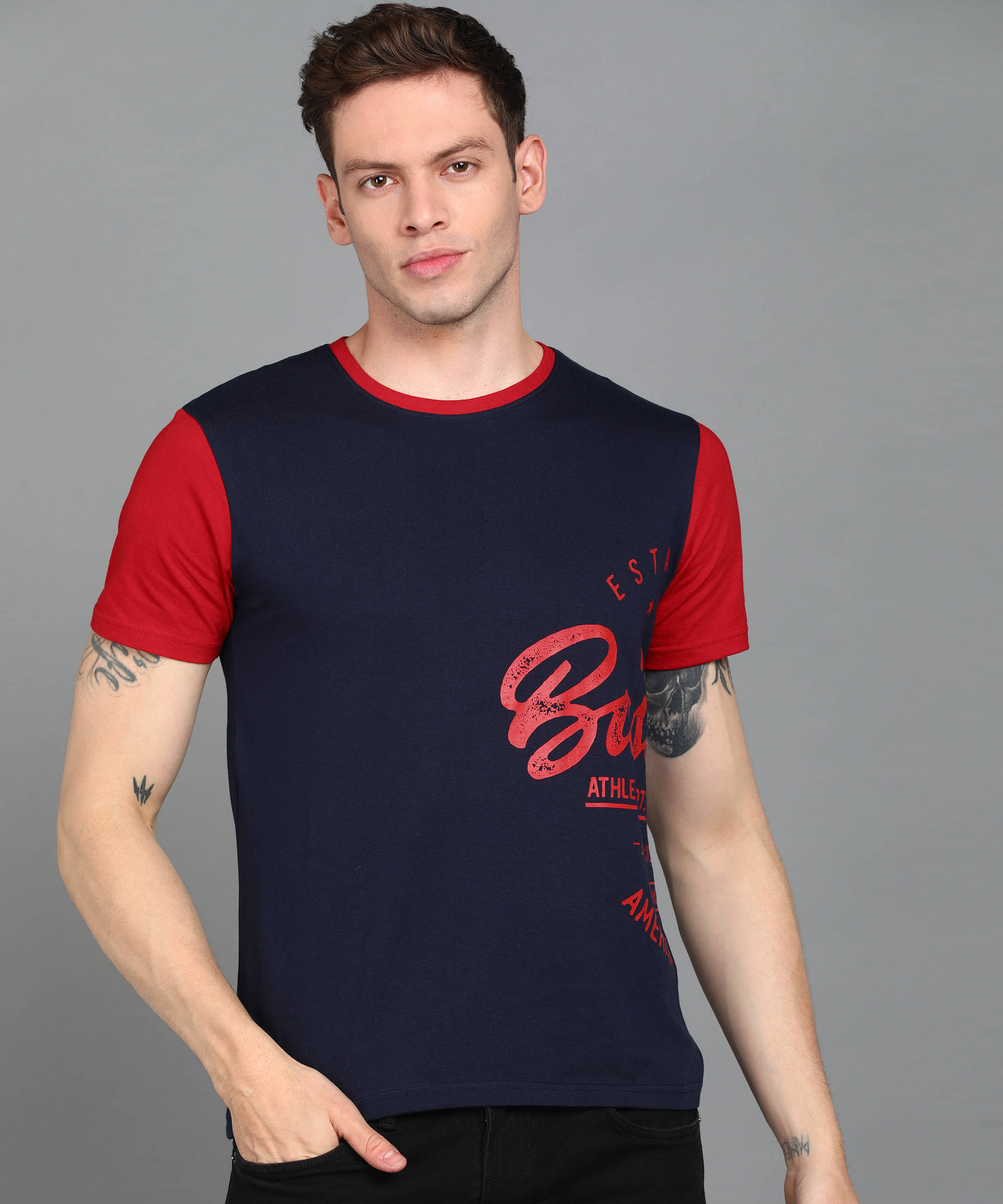 Urbano Fashion Pack of 1 Cotton Slim Fit Men's T-Shirt ( Navy Blue ) Urbano Fashion Pack of 1 Cotton Slim Fit Men's T-Shirt ( Navy Blue )