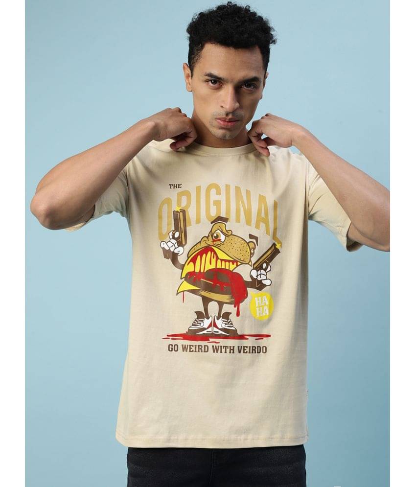 Veirdo Pack of 1 Cotton Regular Fit Men's T-Shirt ( Beige )     			Veirdo Pack of 1 Cotton Regular Fit Men's T-Shirt ( Beige )