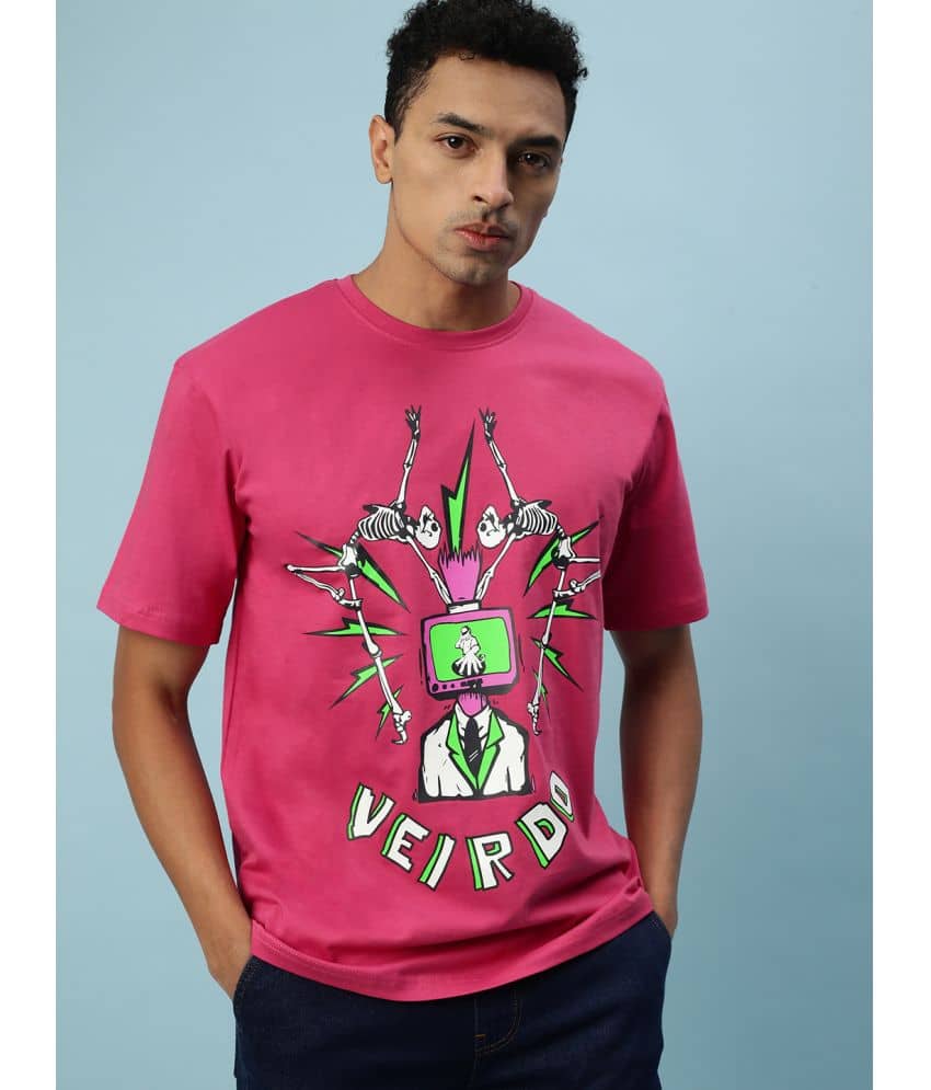 Veirdo - Magenta Cotton Relaxed Fit Men's T-Shirt ( Pack of 1 )