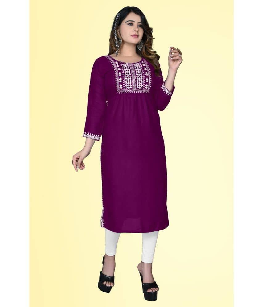 haya fashion - Magenta Rayon Women's Straight Kurti ( Pack of 1 ) - Kurtis, Tunics | Buy online on ZillyBuy
