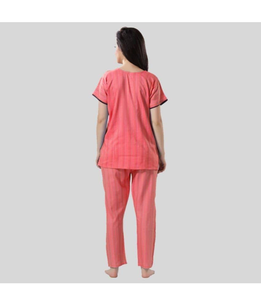 Gutthi - Pink Cotton Women's Nightwear Nightsuit Sets ( Pack of 1 ) - Nightwear & Loungewear | Buy online on ZillyBuy
