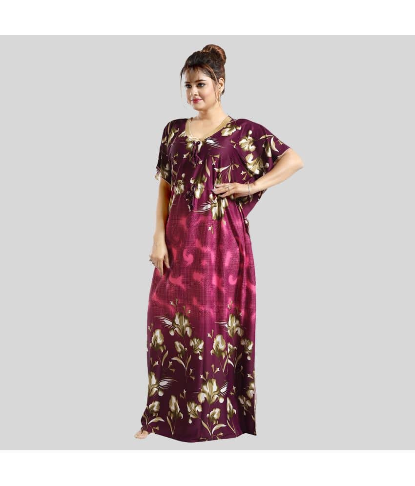 Gutthi - Pink Satin Women's Nightwear Kaftan Night Dress ( Pack of 1 ) - Nightwear & Loungewear | Buy online on ZillyBuy
