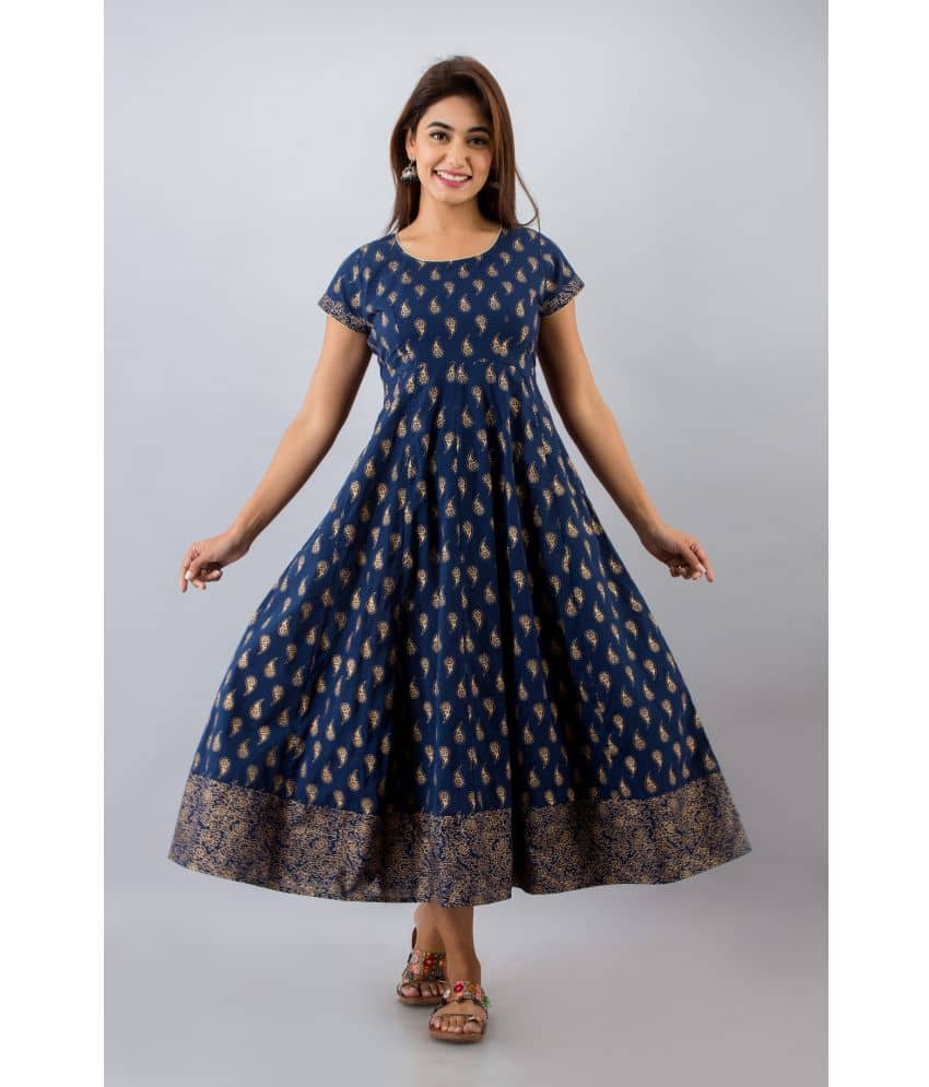 IRIDAA JAIPUR - Navy Cotton Women's Anarkali Kurti ( Pack of 1 ) - Kurtis, Tunics | Buy online on ZillyBuy