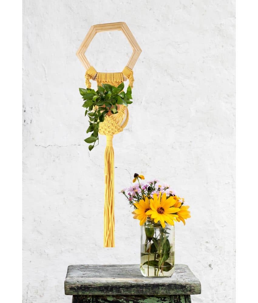 NUEVOSGHAR Handmade Door Hanging 2 ft Yellow ( Pack of 1 )