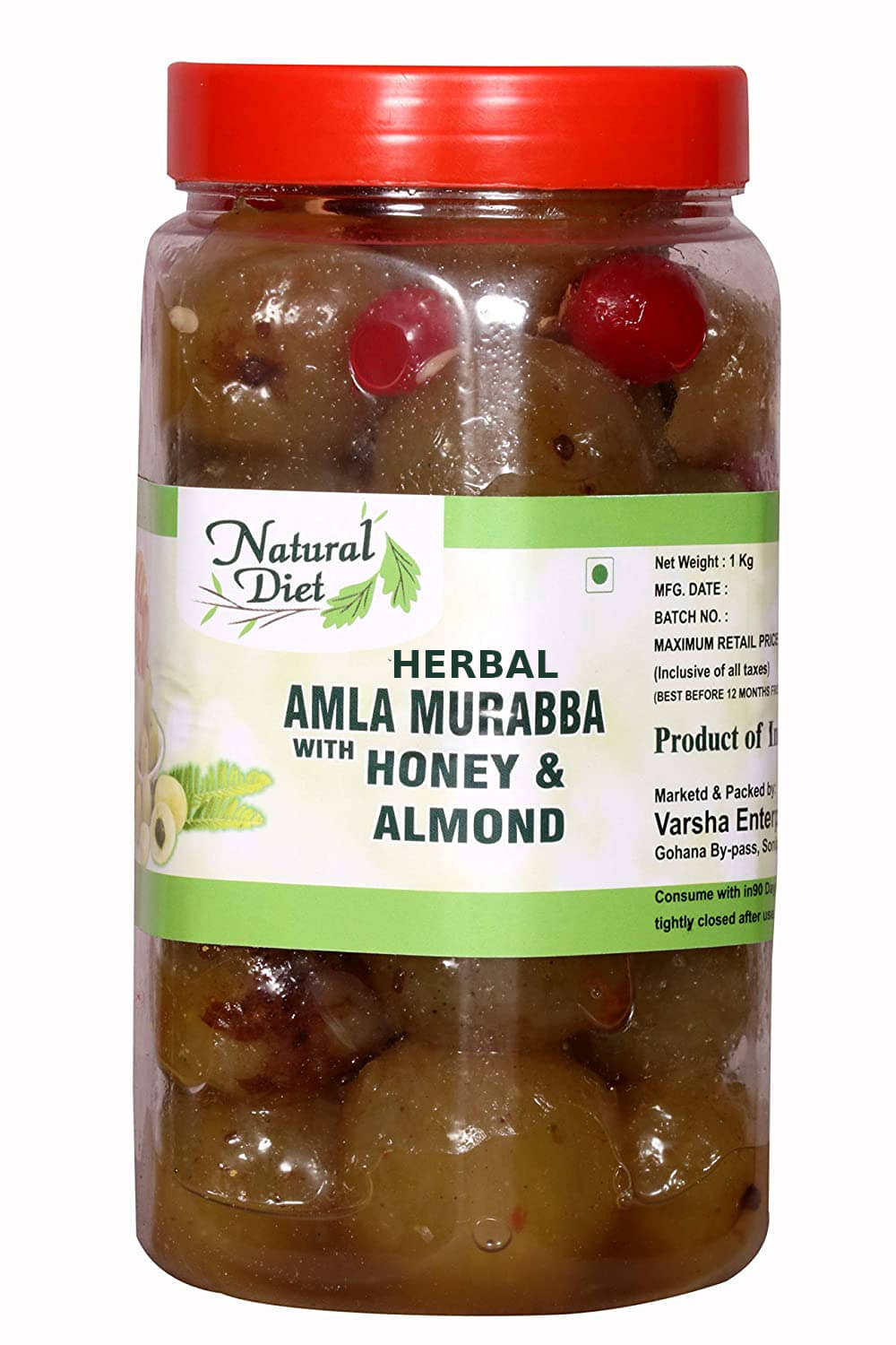     			Natural Diet Sweet Honey AMLA MURABBA with Almonds 1kg (The Orignal Love is Eating Grandma's Food) Pickle 1 kg
