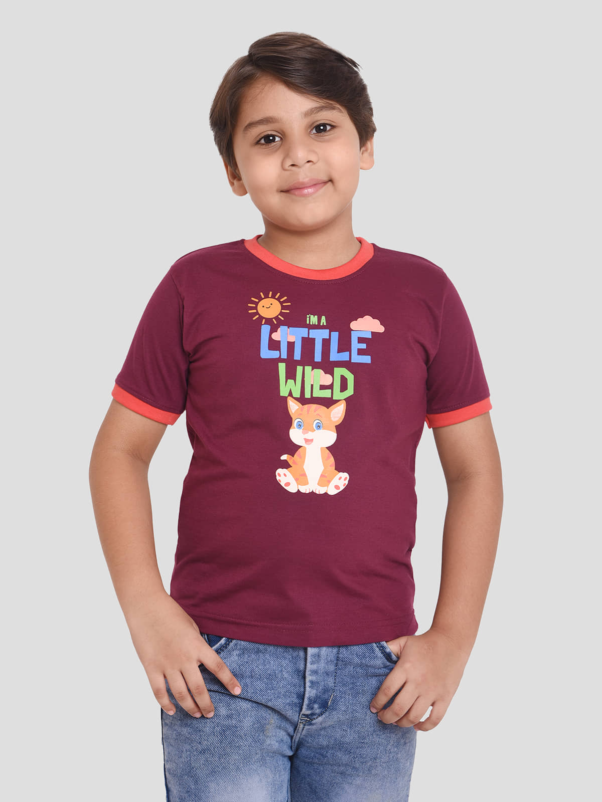 Neo Garments Pack of 2 Boys Cotton T-Shirt ( Maroon )