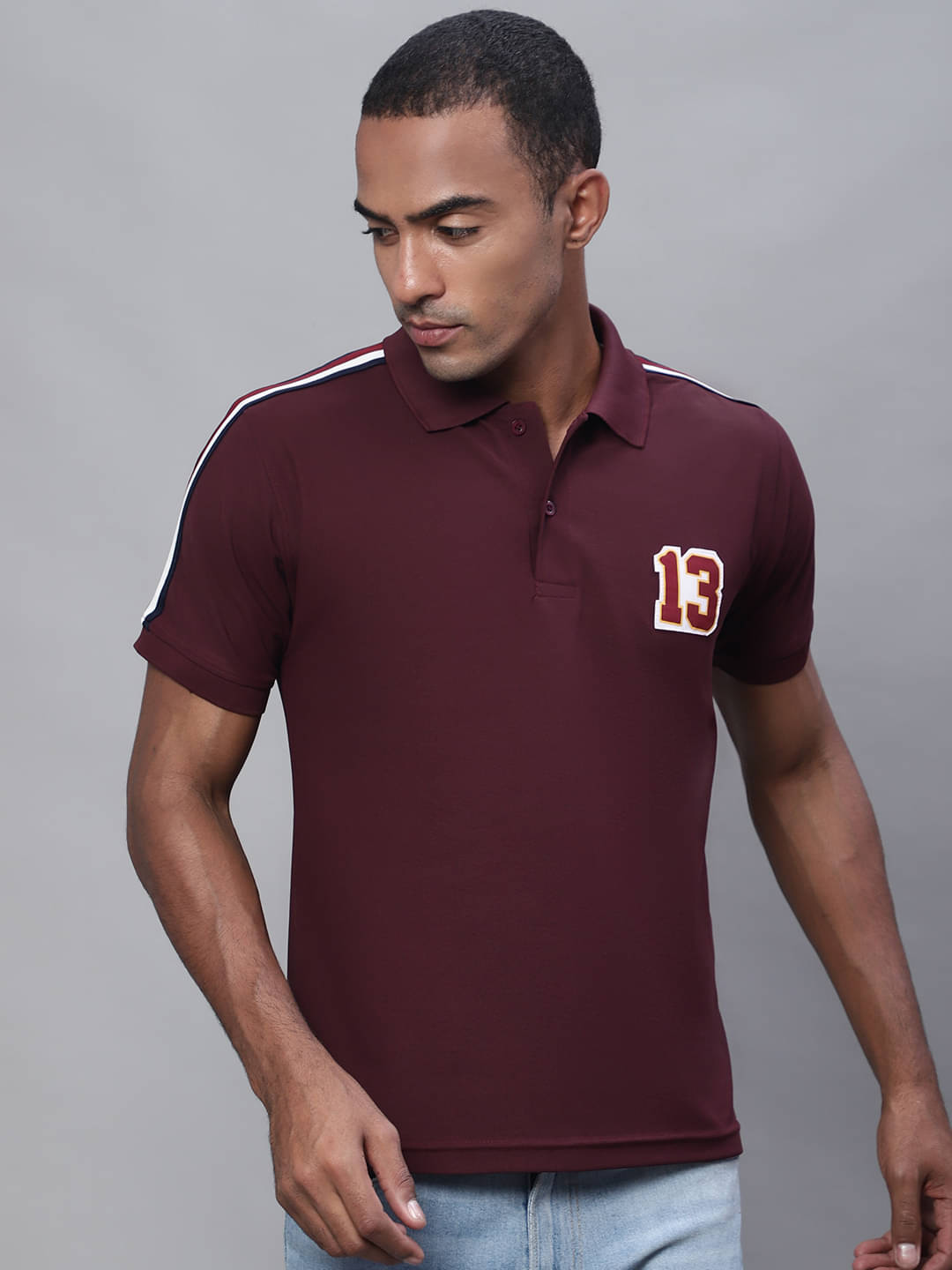 OBAAN Pack of 1 Cotton Blend Regular Fit Printed Half Sleeves Men's Polo T Shirt ( Wine ) OBAAN Pack of 1 Cotton Blend Regular Fit Printed Half Sleeves Men's Polo T Shirt ( Wine )
