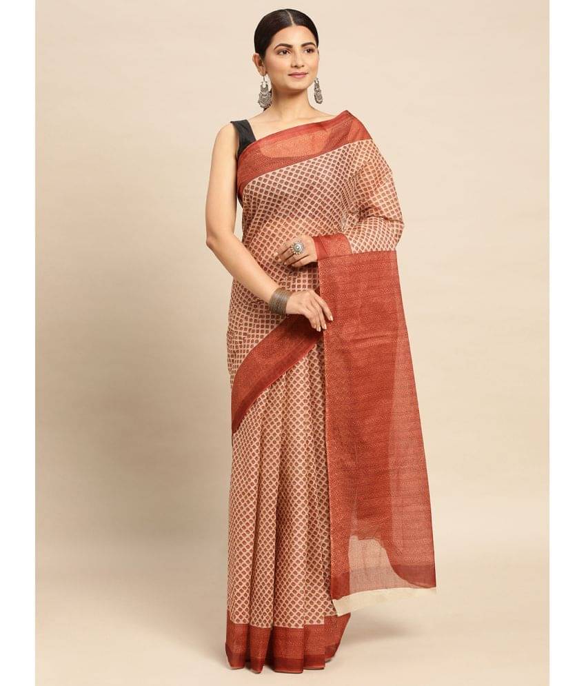 SHANVIKA Cotton Printed Saree Without Blouse Piece ( Beige ) SHANVIKA Cotton Printed Saree Without Blouse Piece ( Beige )