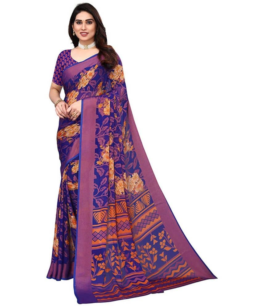 Sitanjali Brasso Printed Saree With Unstitched Blouse Piece ( Grey )