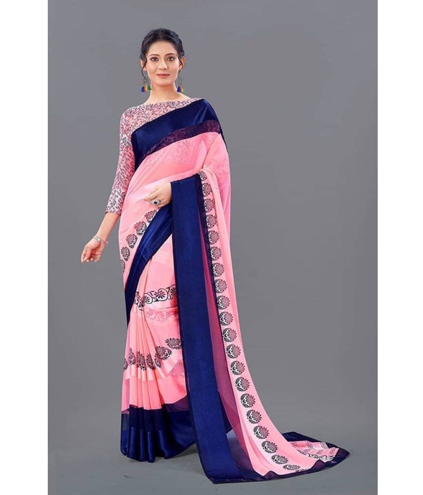 Sitanjali Georgette Printed Saree With Unstitched Blouse Piece ( Pink ) Sitanjali Georgette Printed Saree With Unstitched Blouse Piece ( Pink )