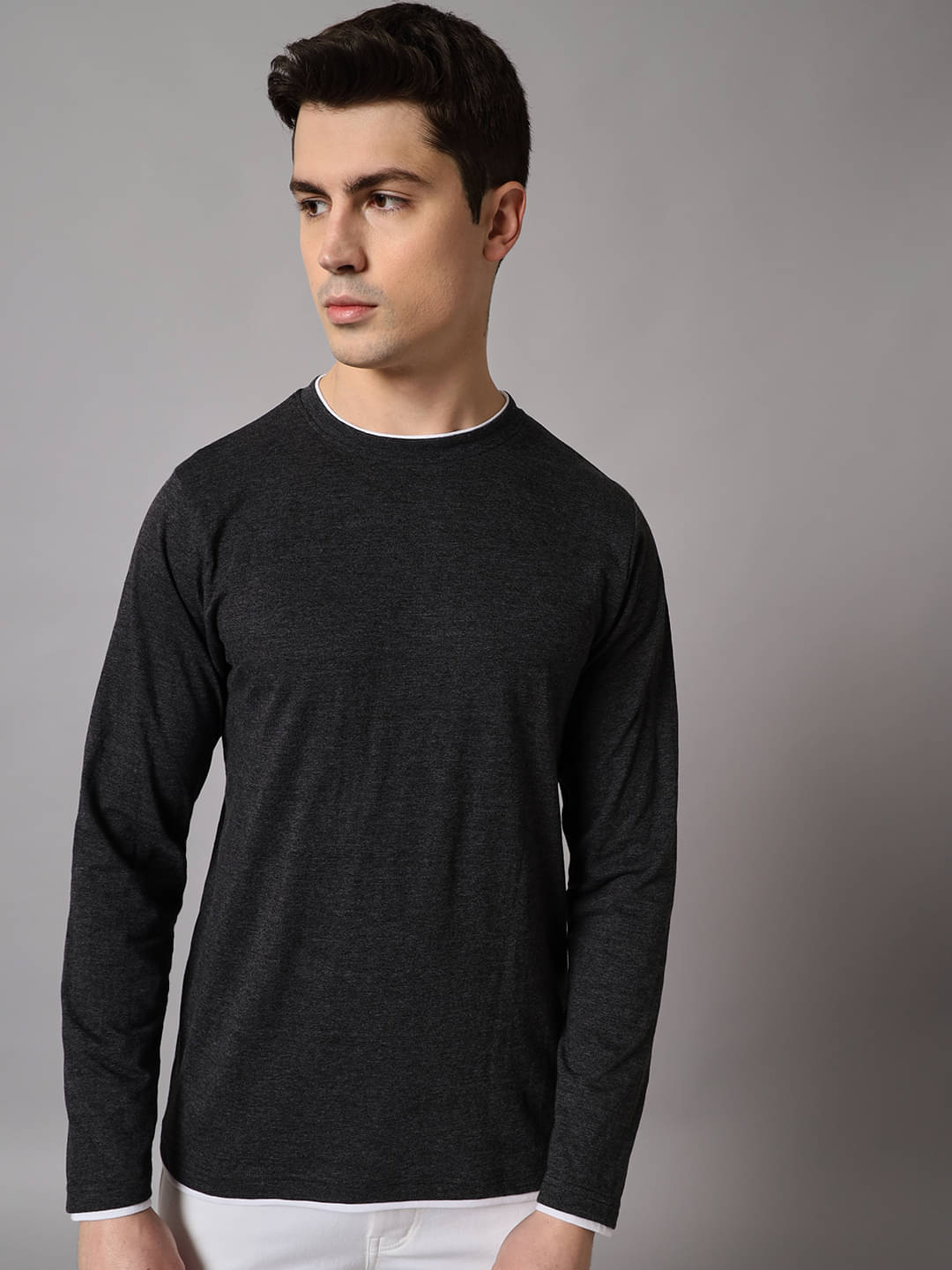 The Dry State - Charcoal Grey Cotton Blend Regular Fit Men's T-Shirt ( Pack of 1 ) The Dry State - Charcoal Grey Cotton Blend Regular Fit Men's T-Shirt ( Pack of 1 )