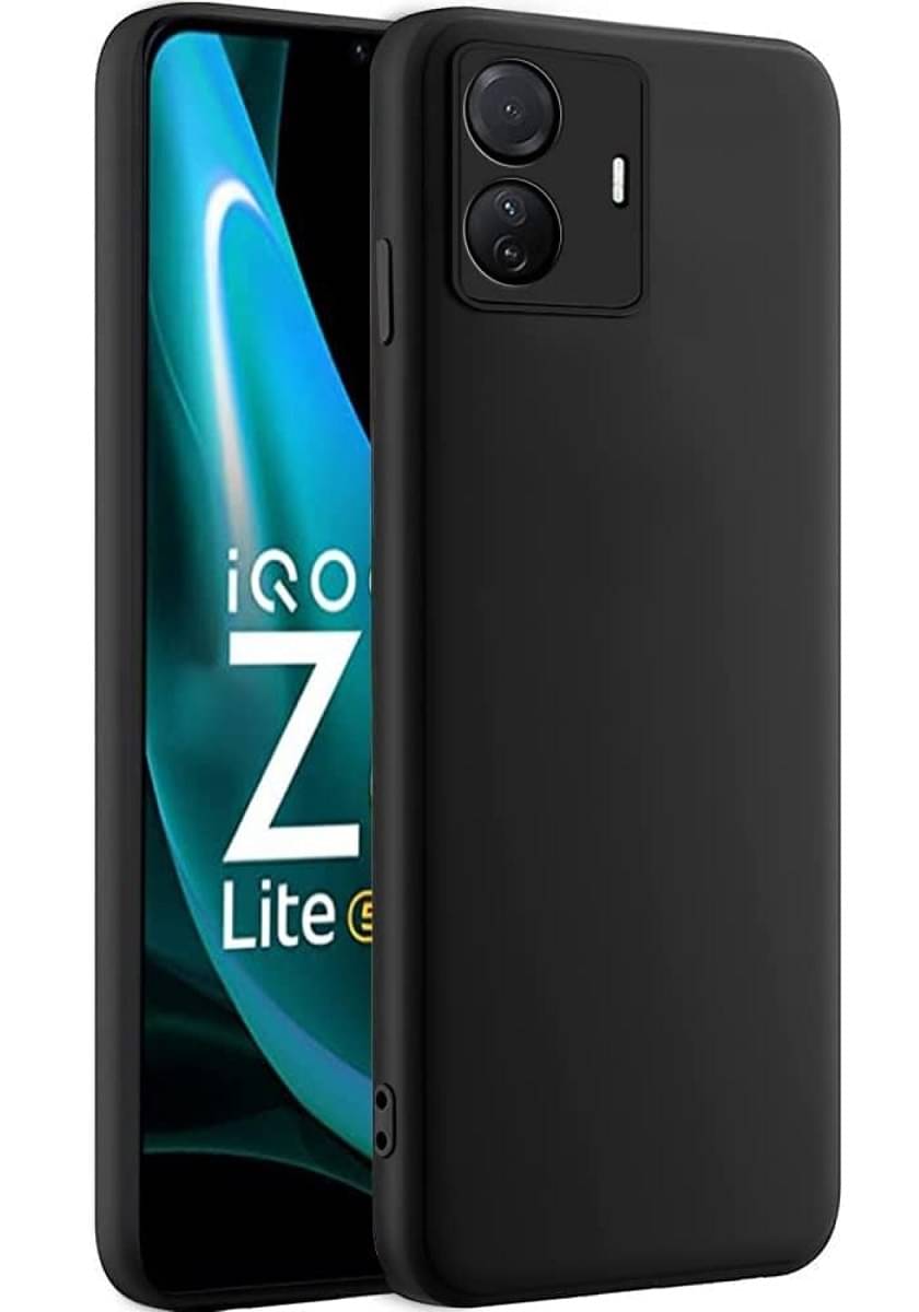     			Case Vault Covers - Black Silicon Plain Cases Compatible For iQOO Z6 Lite 5G ( Pack of 1 )