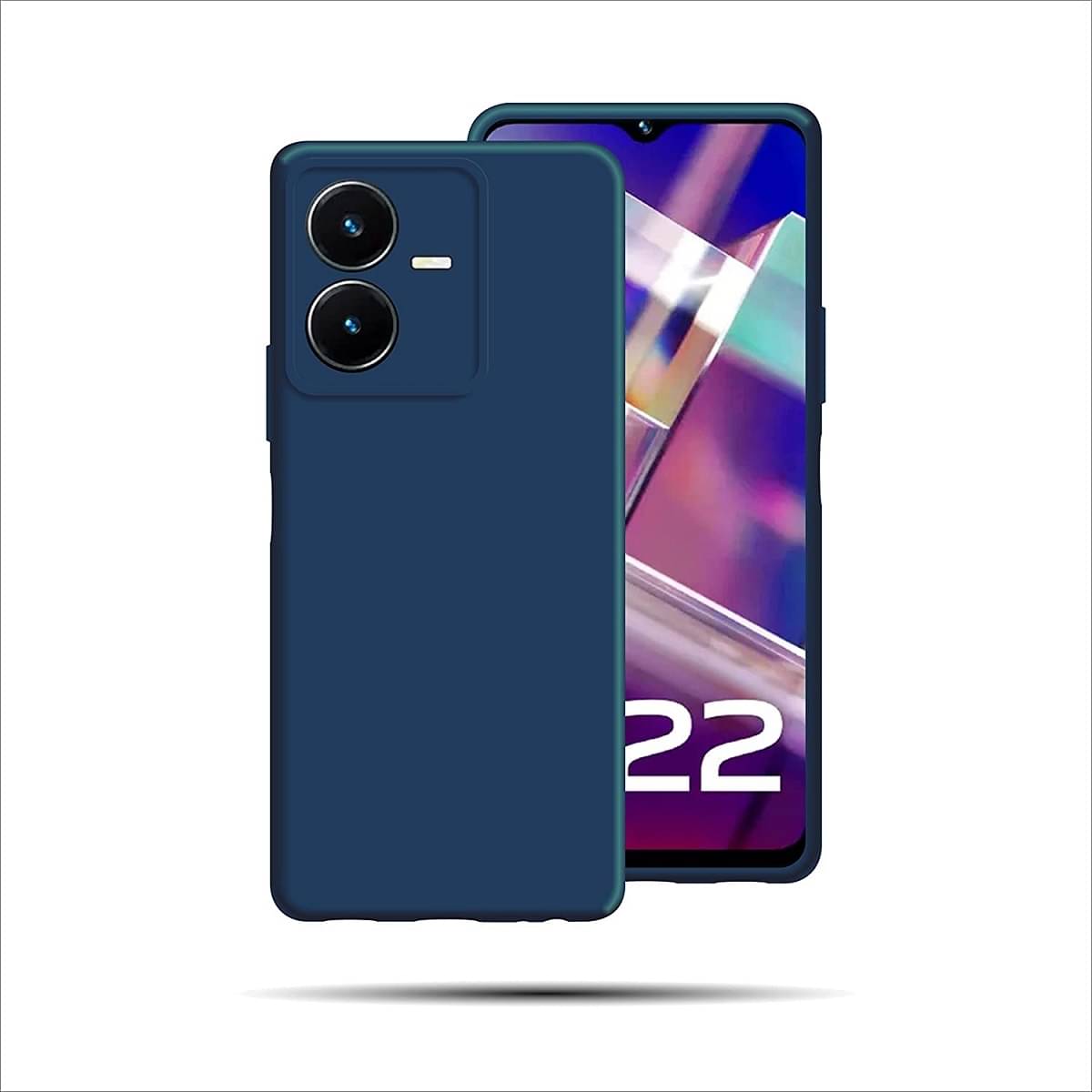     			Case Vault Covers - Blue Silicon Plain Cases Compatible For Vivo Y22 ( Pack of 1 )