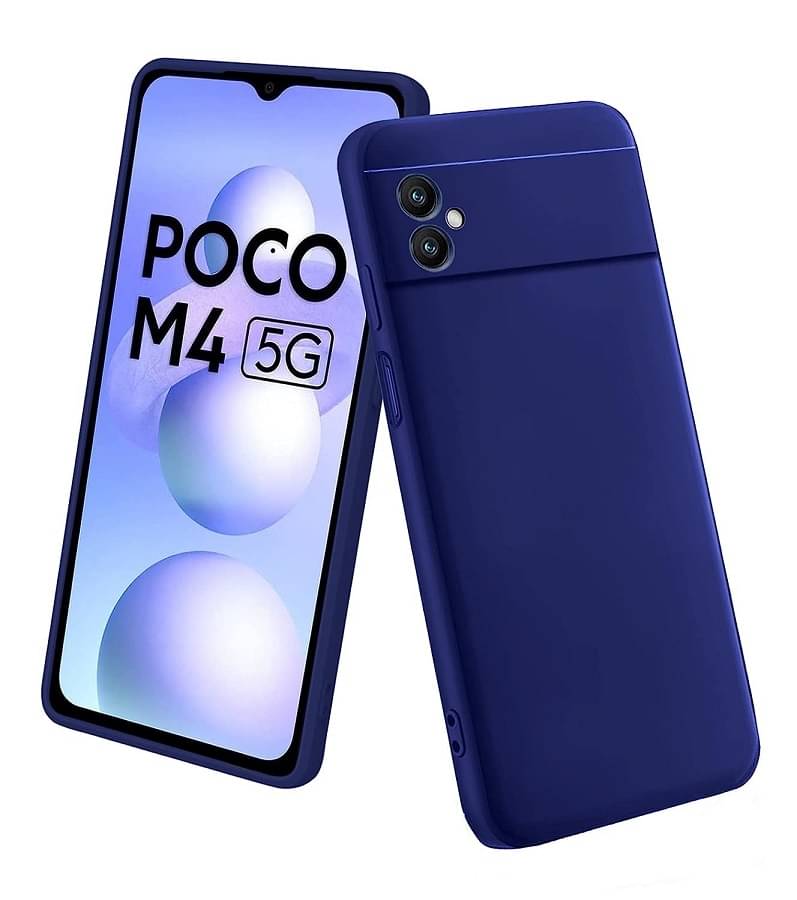     			Case Vault Covers - Blue Silicon Plain Cases Compatible For Poco M4 5G ( Pack of 1 )