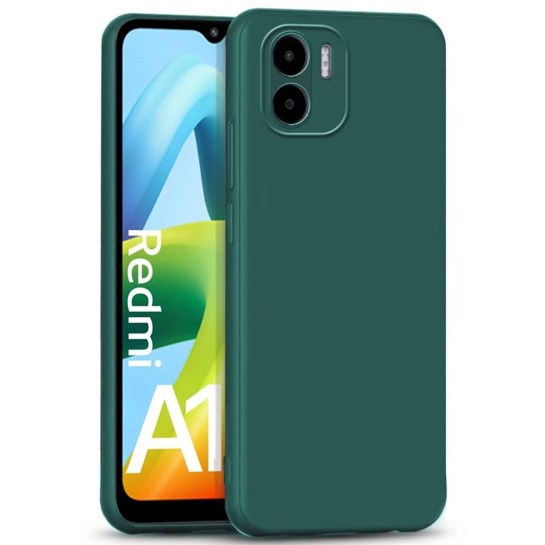    			Case Vault Covers - Green Silicon Plain Cases Compatible For Redmi A1 Plus ( Pack of 1 )