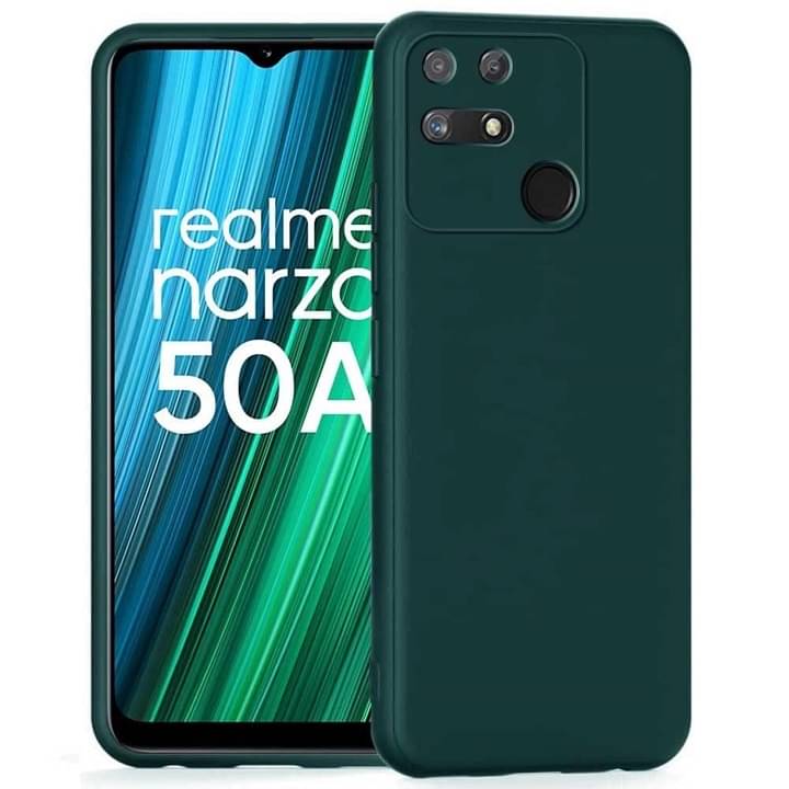     			Case Vault Covers - Green Silicon Plain Cases Compatible For realme narzo 50A ( Pack of 1 )