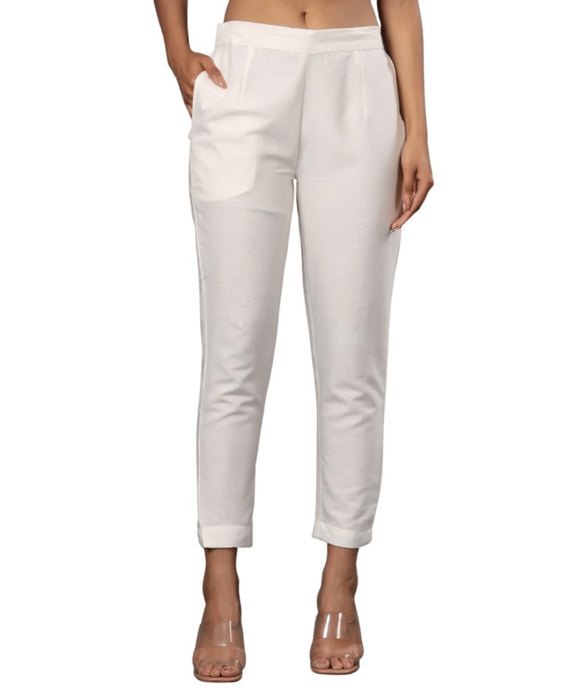     			Juniper - Cream Rayon Slim Women's Casual Pants ( Pack of 1 )