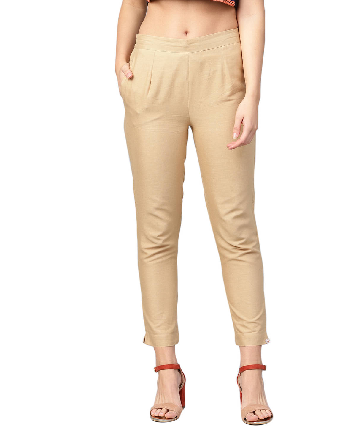     			Juniper - Gold Cotton Blend Straight Women's Formal Pants ( Pack of 1 )