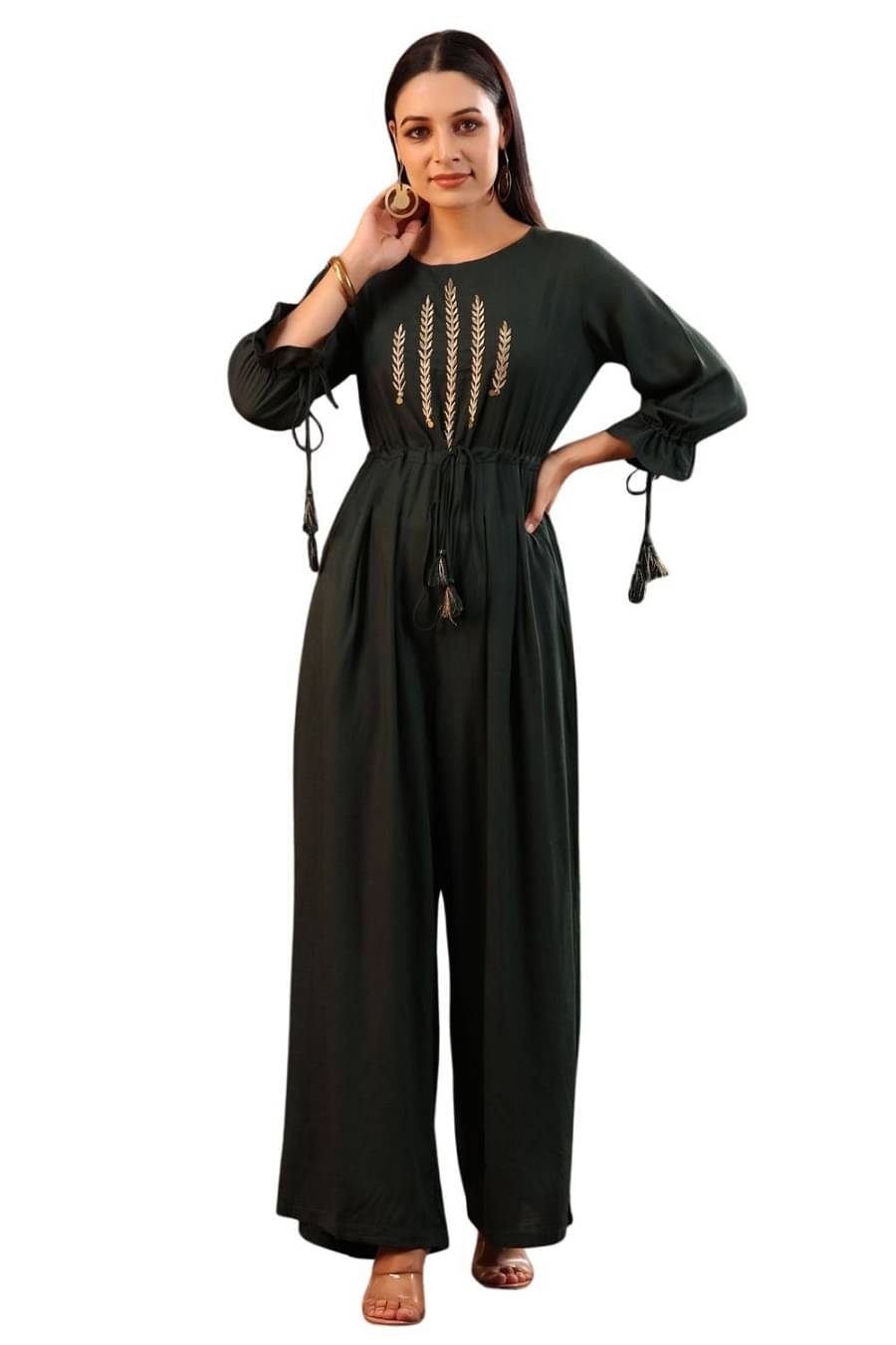 Juniper - Green Rayon Regular Fit Women's Jumpsuit ( Pack of 1 )     			Juniper - Green Rayon Regular Fit Women's Jumpsuit ( Pack of 1 )