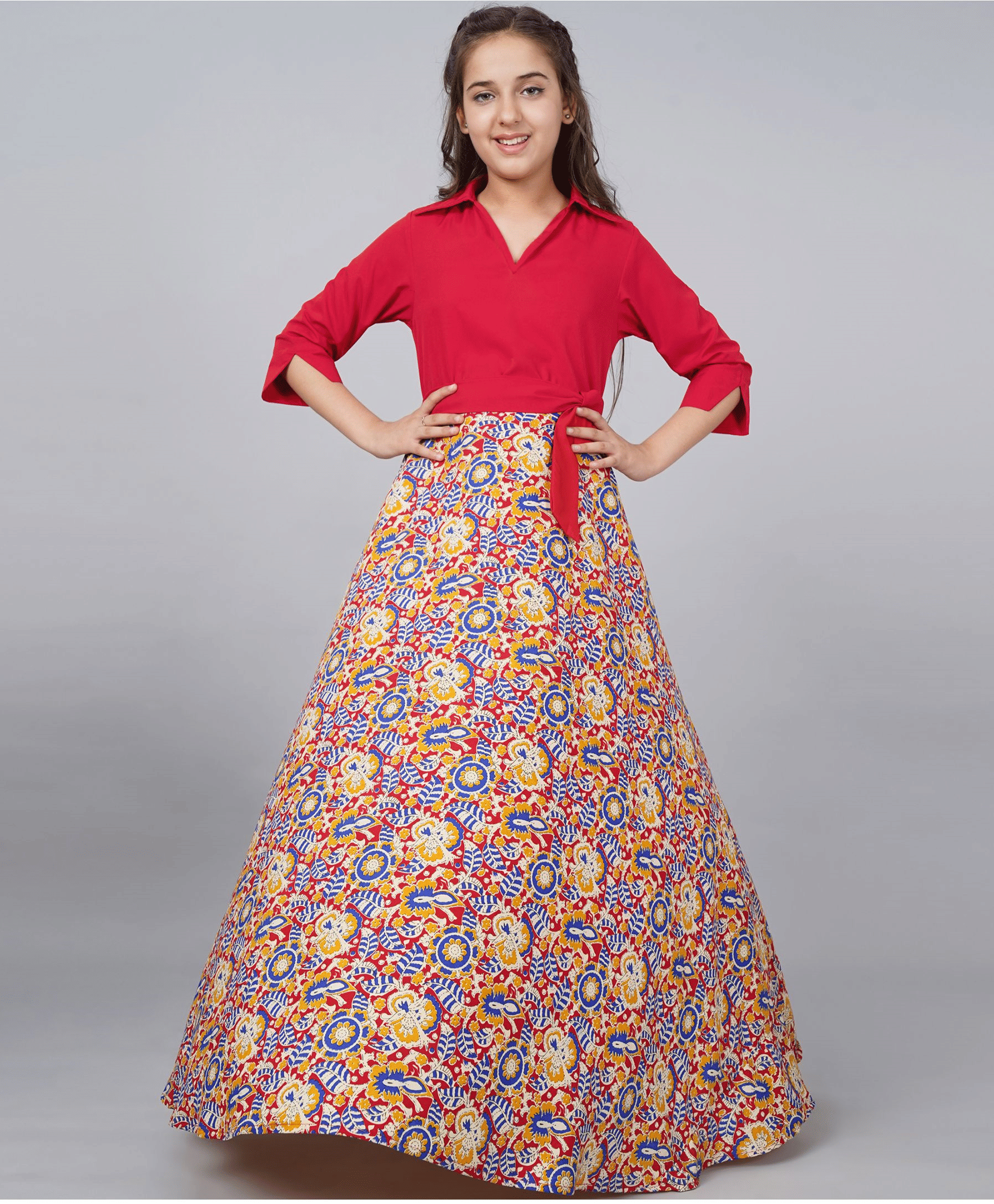 Aarya Designer Crepe Gown For Girls ( Pack of 1 , Multi ) Aarya Designer Crepe Gown For Girls ( Pack of 1 , Multi )