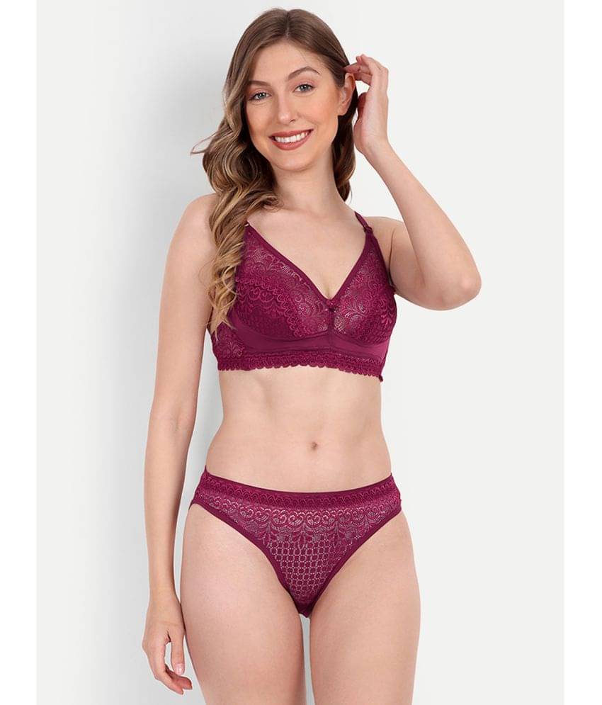     			Aprozone Nylon Women's Bra & Panty Set ( Maroon ) Lingerie Set
