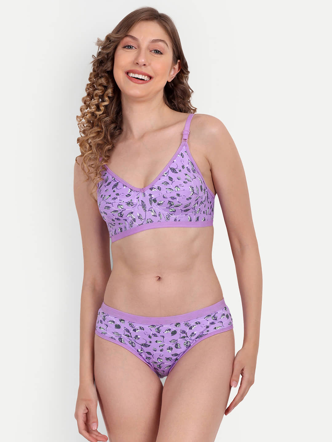 Aprozone Poly Cotton Women's Bra & Panty Set ( Purple ) Lingerie Set