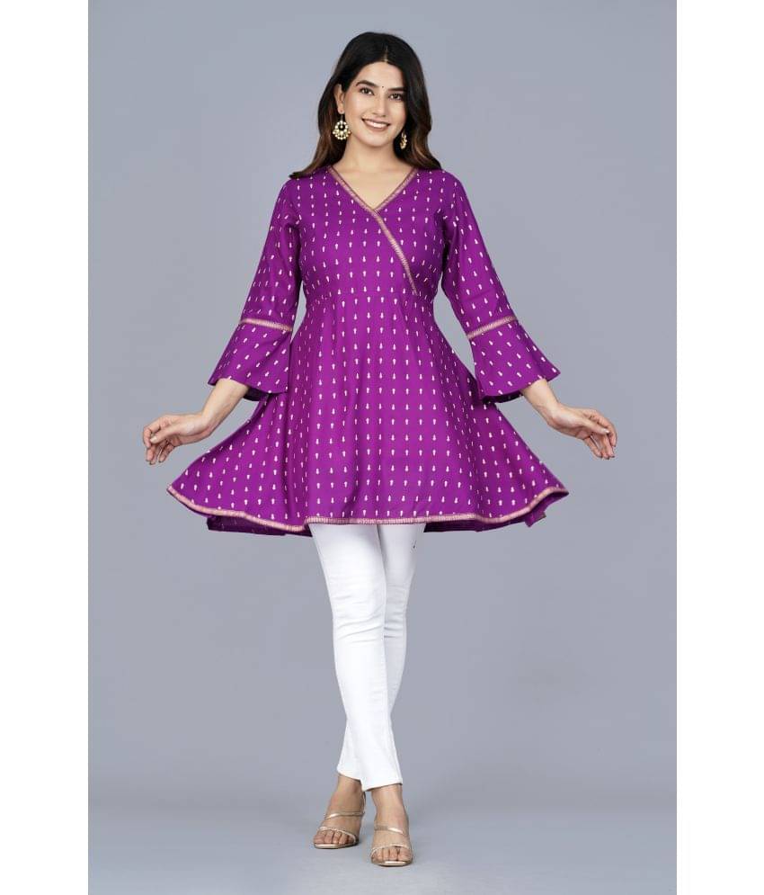 Aurelisa - Purple Rayon Women's Tunic ( Pack of 1 )     			Aurelisa - Purple Rayon Women's Tunic ( Pack of 1 )