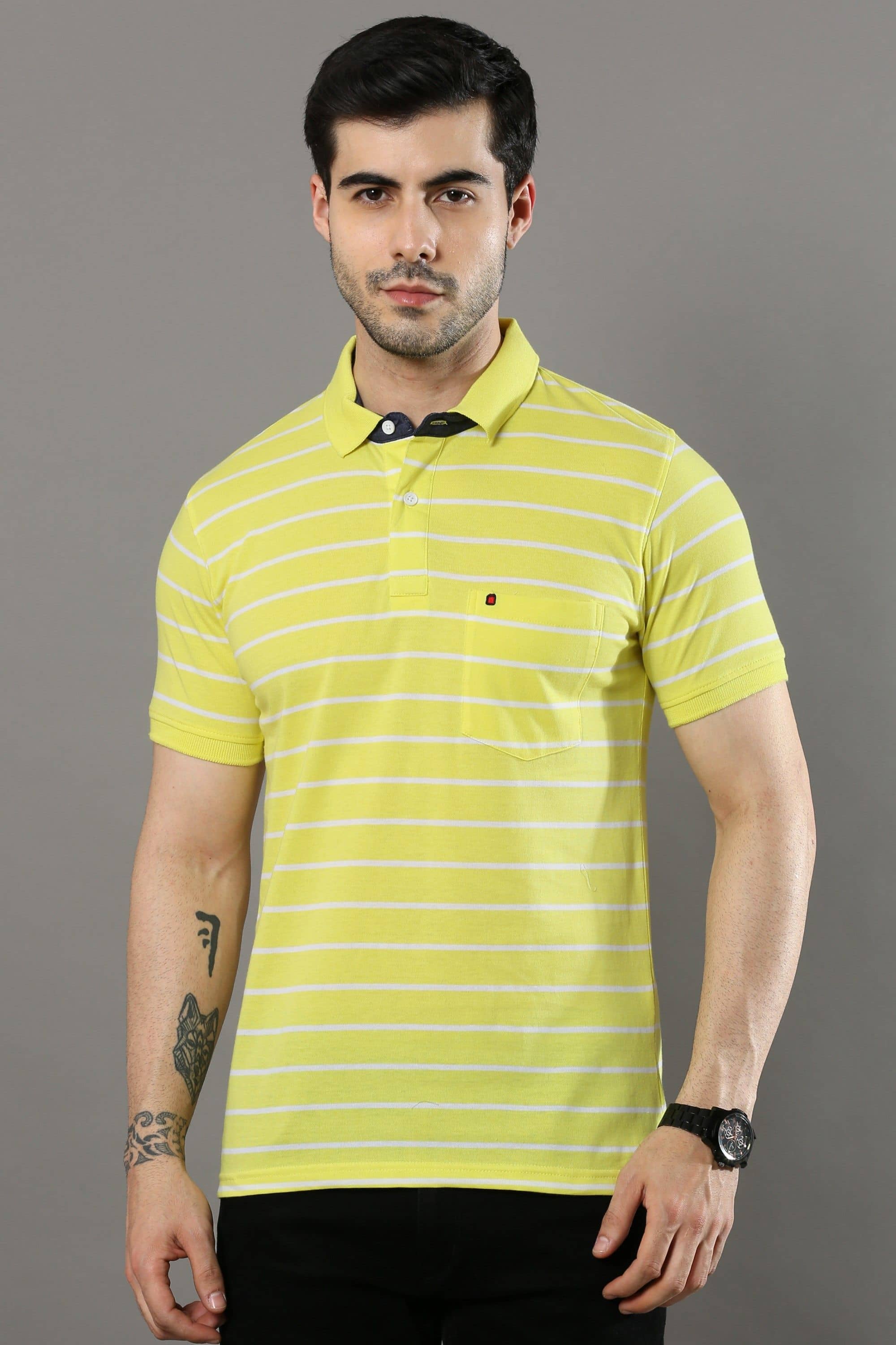 Cool Colors - Yellow Cotton Regular Fit Men's Polo T Shirt ( Pack of 1 )