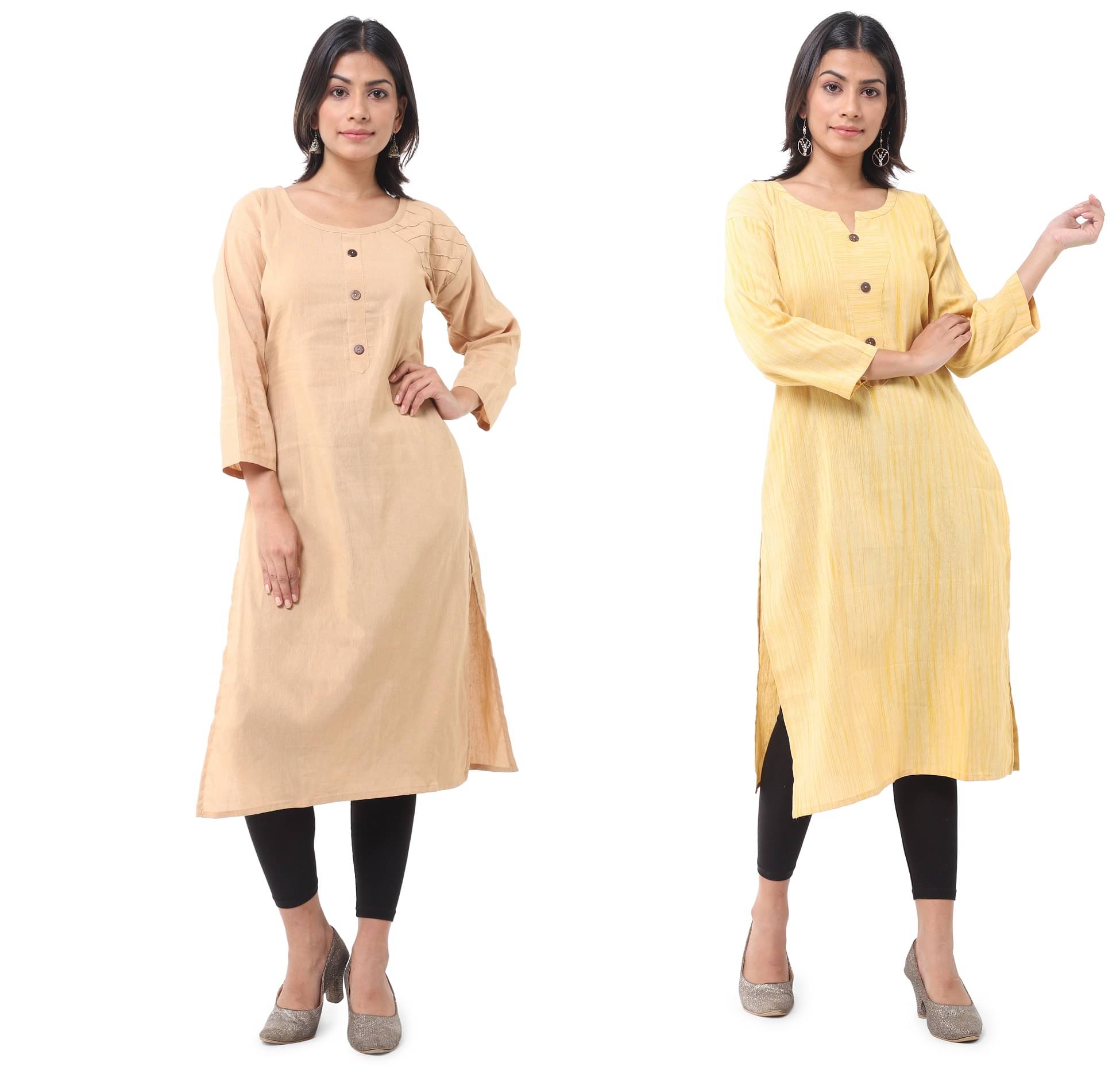     			DESHBANDHU DBK - Multicolor Cotton Women's Straight Kurti ( Pack of 2 )