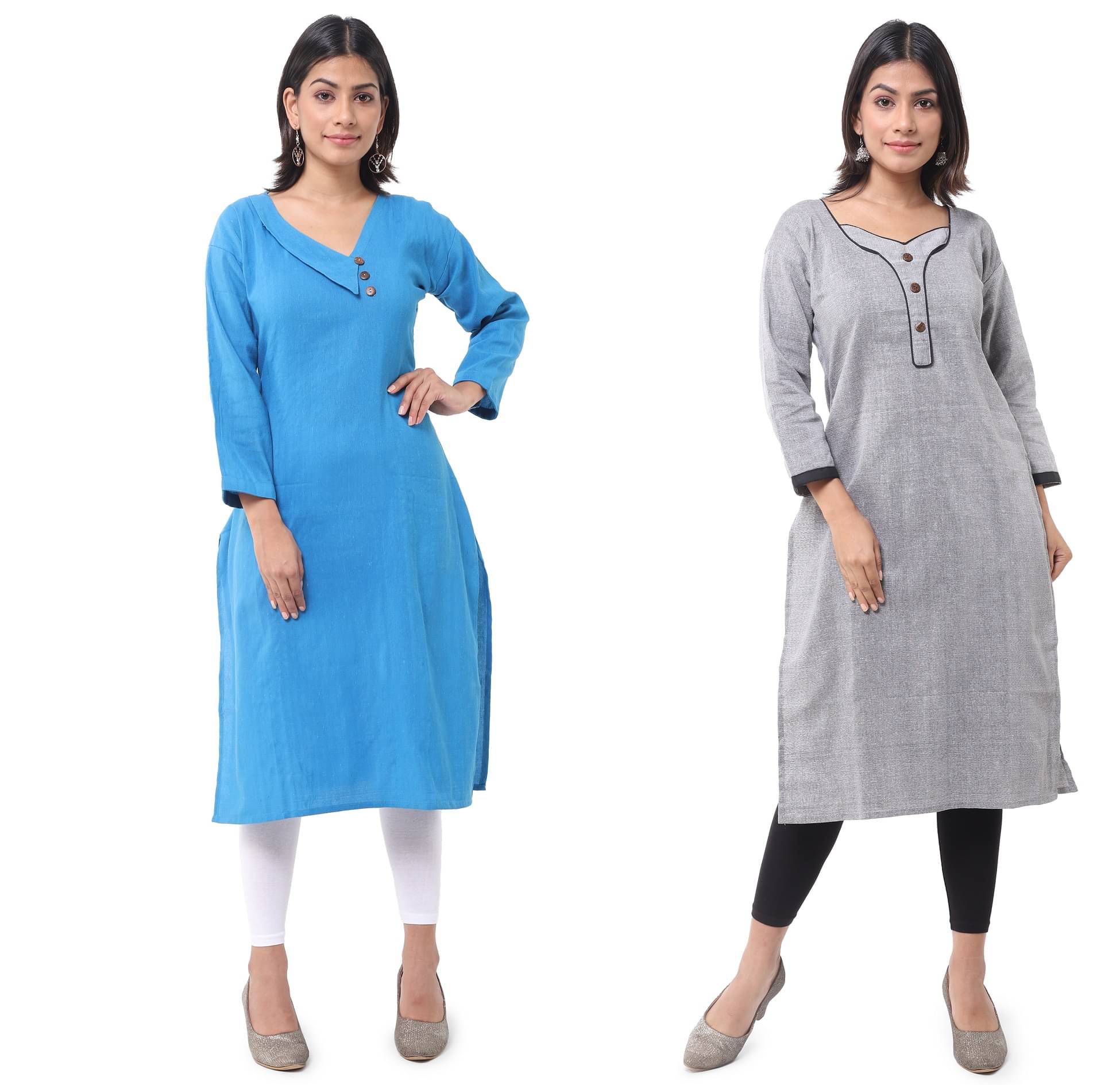     			DESHBANDHU DBK - Multicolor Cotton Women's Straight Kurti ( Pack of 2 )