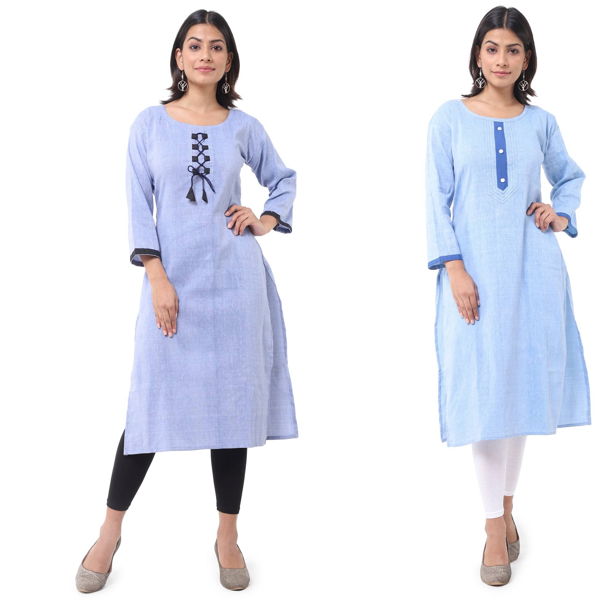 DESHBANDHU DBK - Multicolor Cotton Women's Straight Kurti ( Pack of 2 ) DESHBANDHU DBK - Multicolor Cotton Women's Straight Kurti ( Pack of 2 )