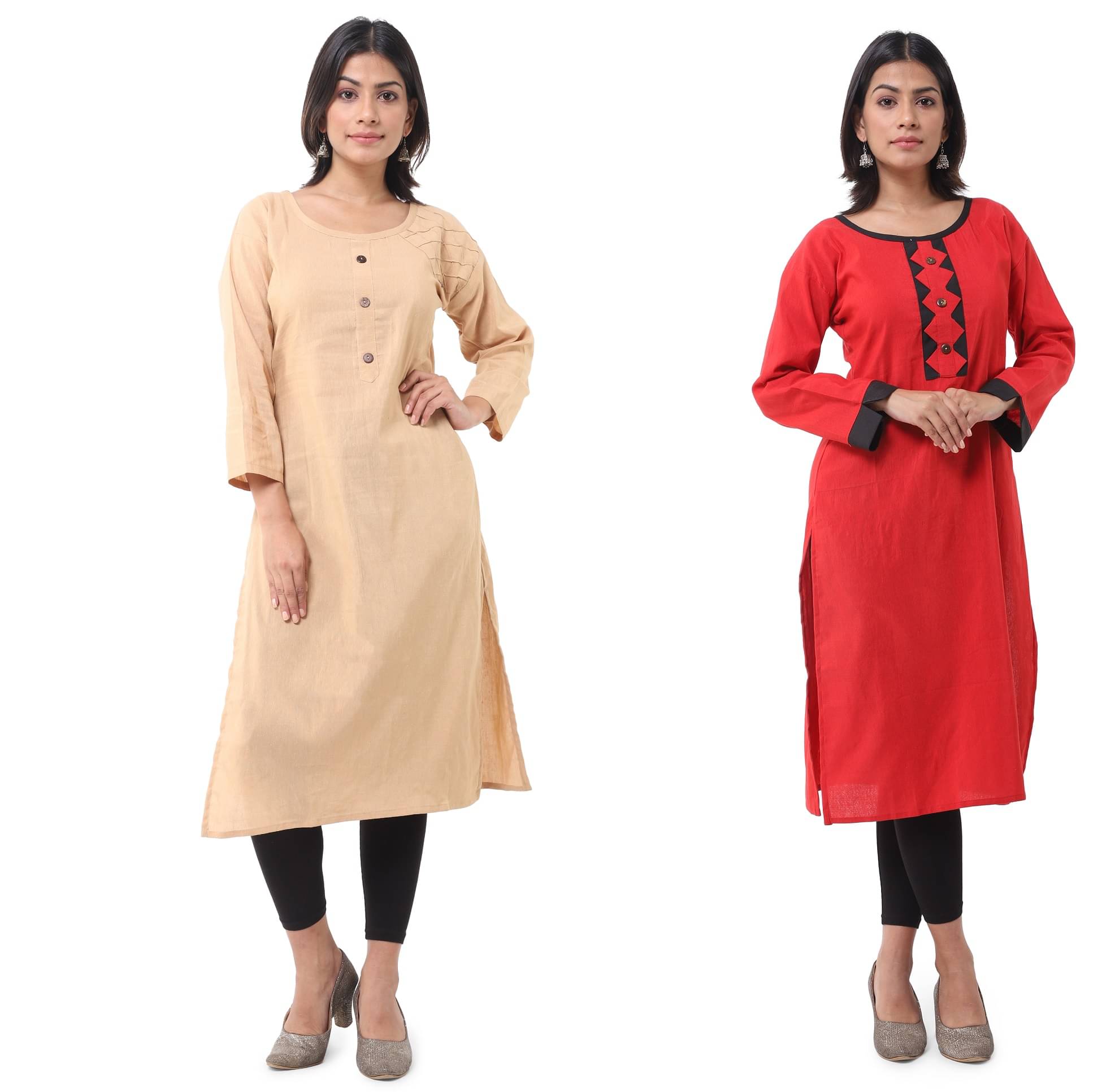     			DESHBANDHU DBK - Multicolor Cotton Women's Straight Kurti ( Pack of 2 )