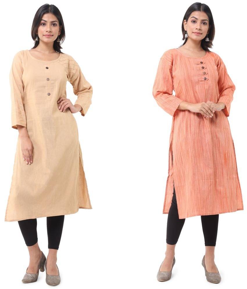     			DESHBANDHU DBK - Multicolor Cotton Women's Straight Kurti ( Pack of 2 )