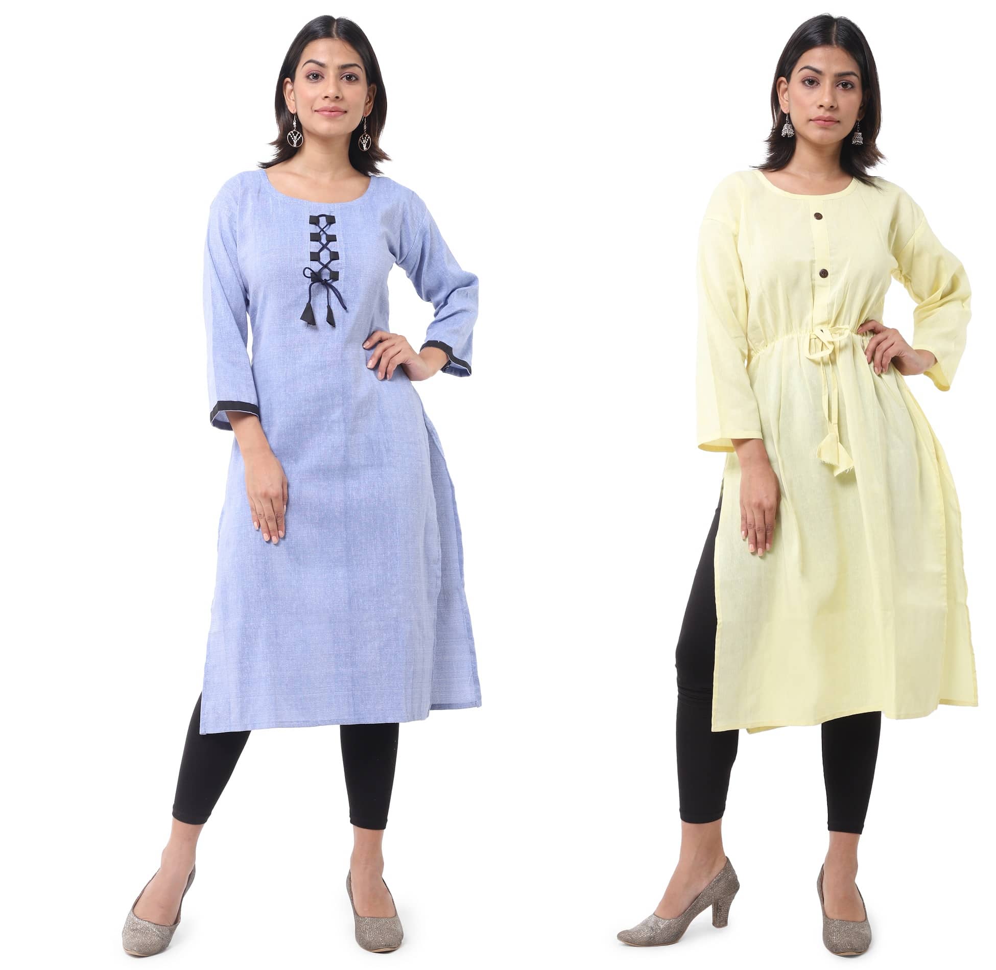 DESHBANDHU DBK - Multicolor Cotton Women's Straight Kurti ( Pack of 2 ) - Kurtis, Tunics | Buy online on ZillyBuy