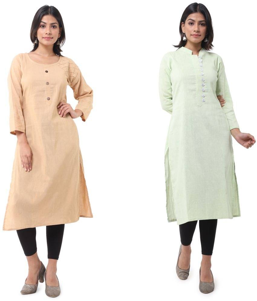 DESHBANDHU DBK - Multicolor Cotton Women's Straight Kurti ( Pack of 2 )     			DESHBANDHU DBK - Multicolor Cotton Women's Straight Kurti ( Pack of 2 )