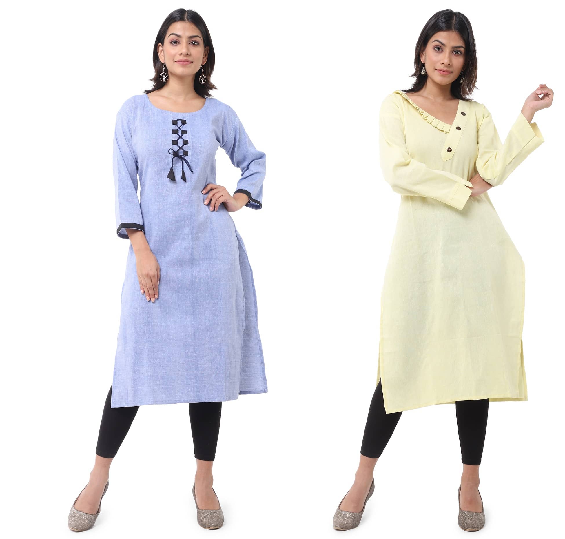 DESHBANDHU DBK - Multicolor Cotton Women's Straight Kurti ( Pack of 2 ) - Kurtis, Tunics | Buy online on ZillyBuy