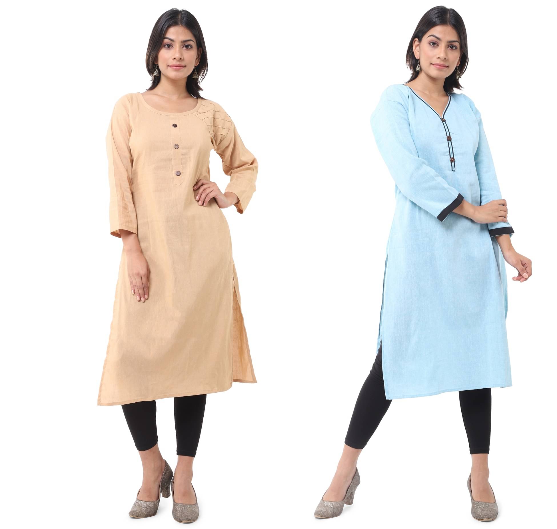     			DESHBANDHU DBK - Multicolor Cotton Women's Straight Kurti ( Pack of 2 )