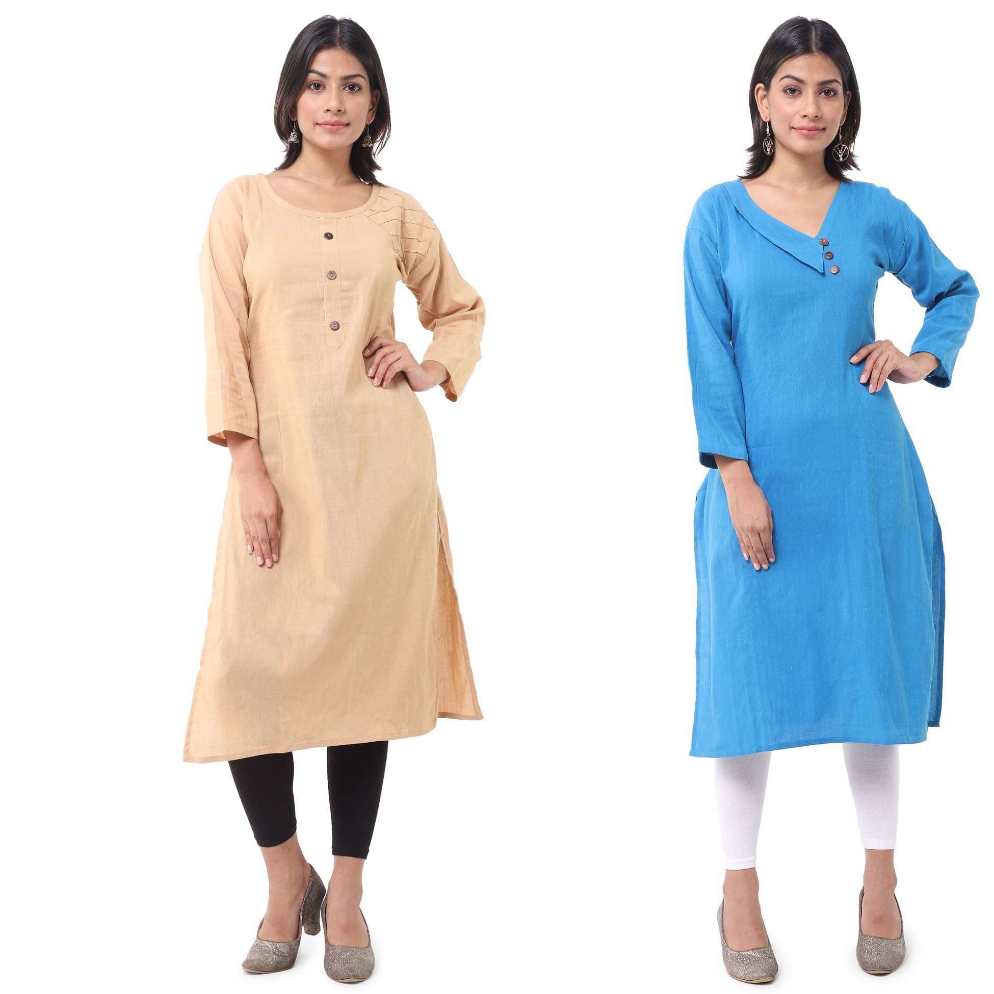     			DESHBANDHU DBK - Multicolor Cotton Women's Straight Kurti ( Pack of 2 )