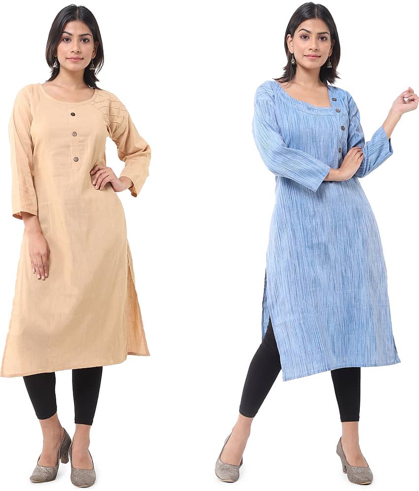 DESHBANDHU DBK - Multicolor Cotton Women's Straight Kurti ( Pack of 2 ) - Kurtis, Tunics | Buy online on ZillyBuy