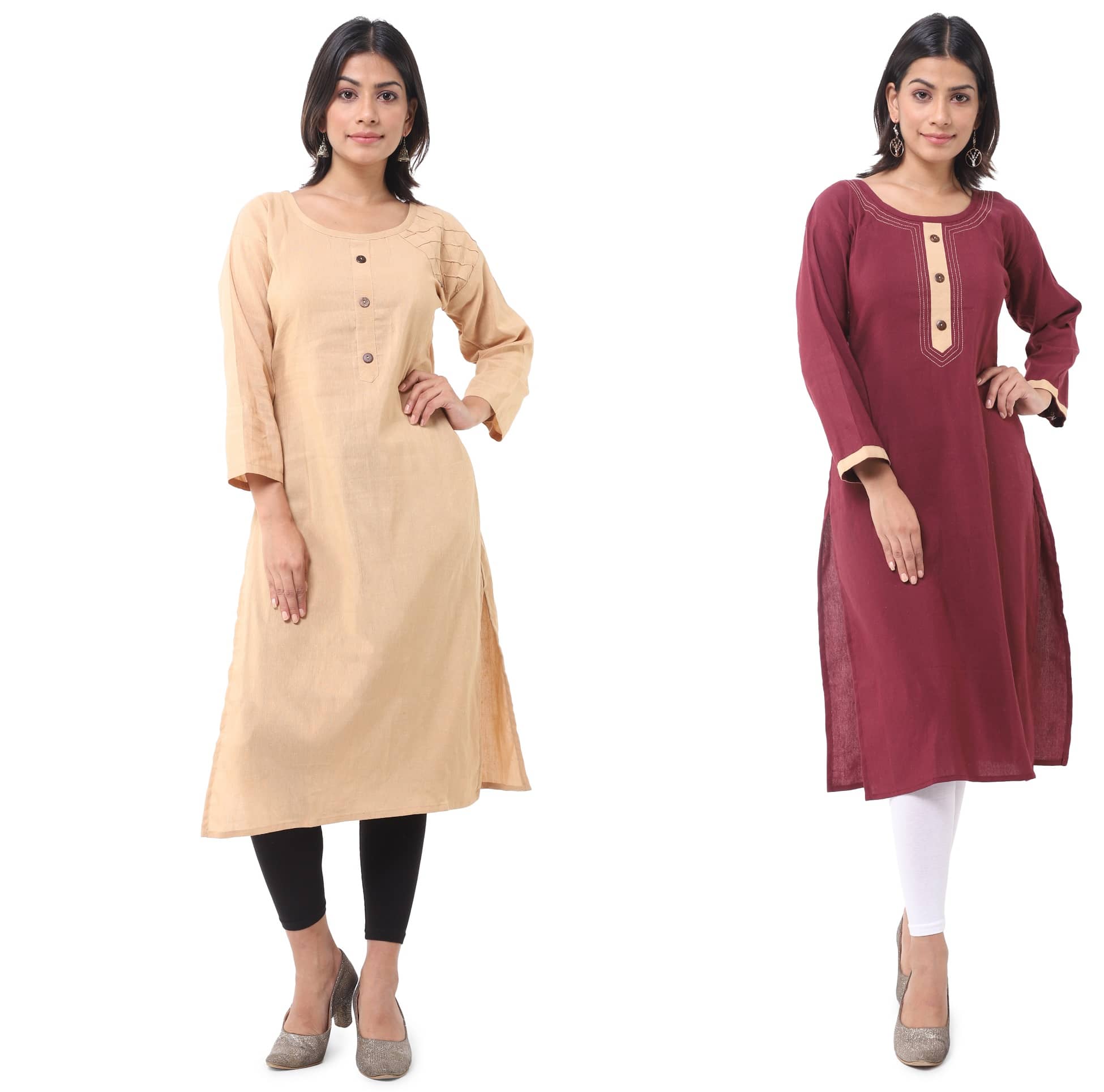 DESHBANDHU DBK - Multicolor Cotton Women's Straight Kurti ( Pack of 2 ) - Kurtis, Tunics | Buy online on ZillyBuy