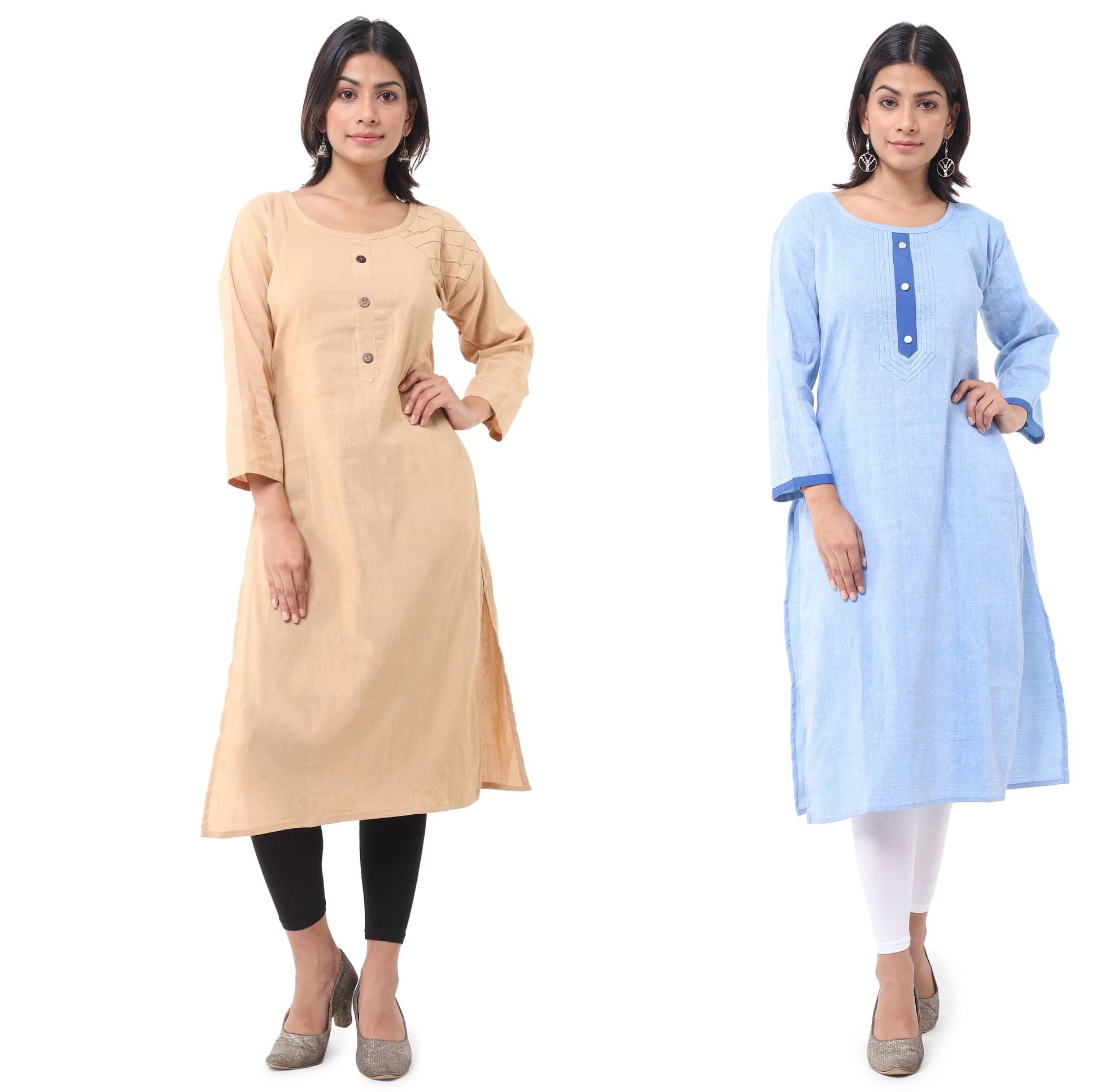     			DESHBANDHU DBK - Multicolor Cotton Women's Straight Kurti ( Pack of 2 )