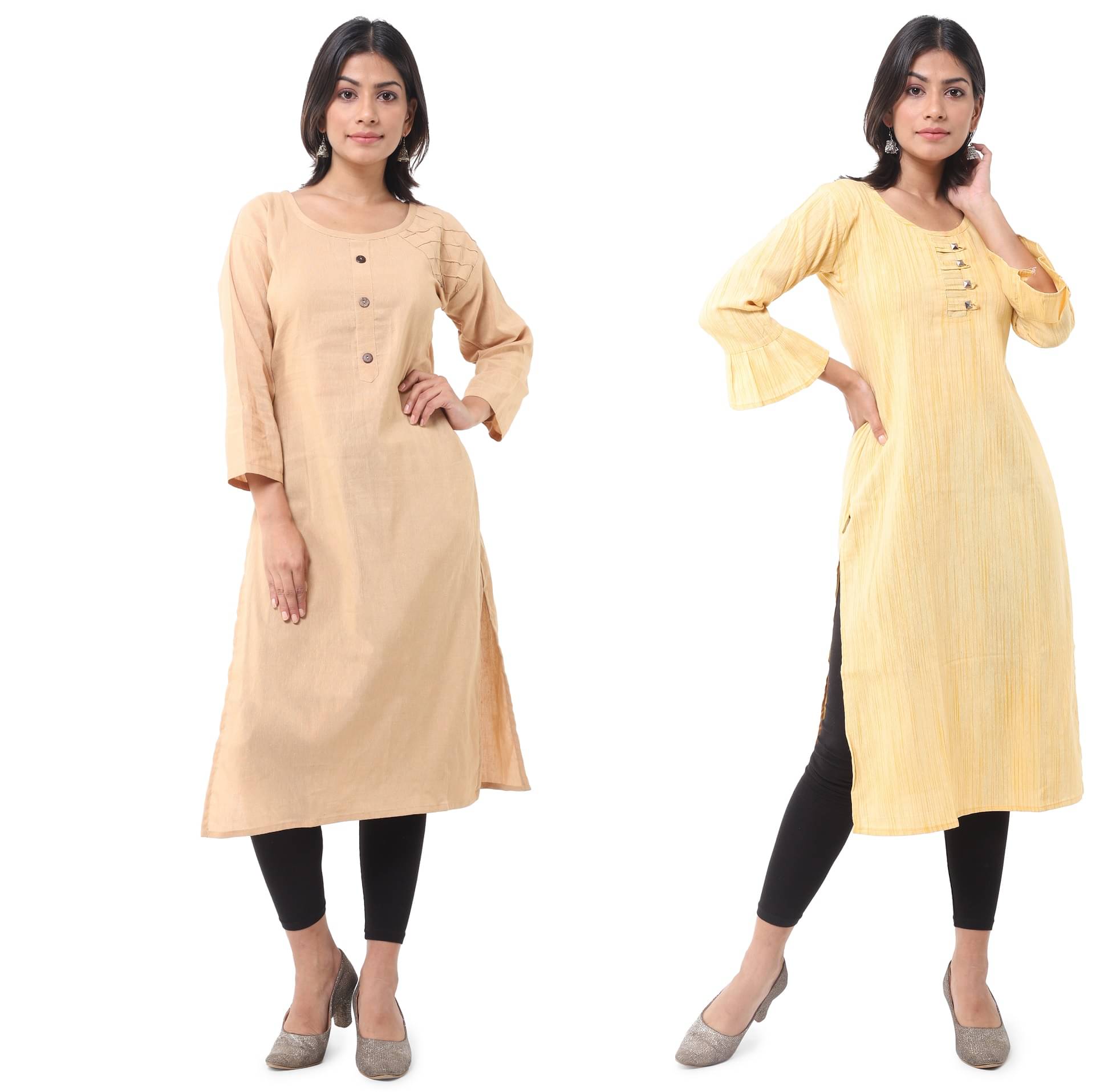     			DESHBANDHU DBK - Multicolor Cotton Women's Straight Kurti ( Pack of 2 )