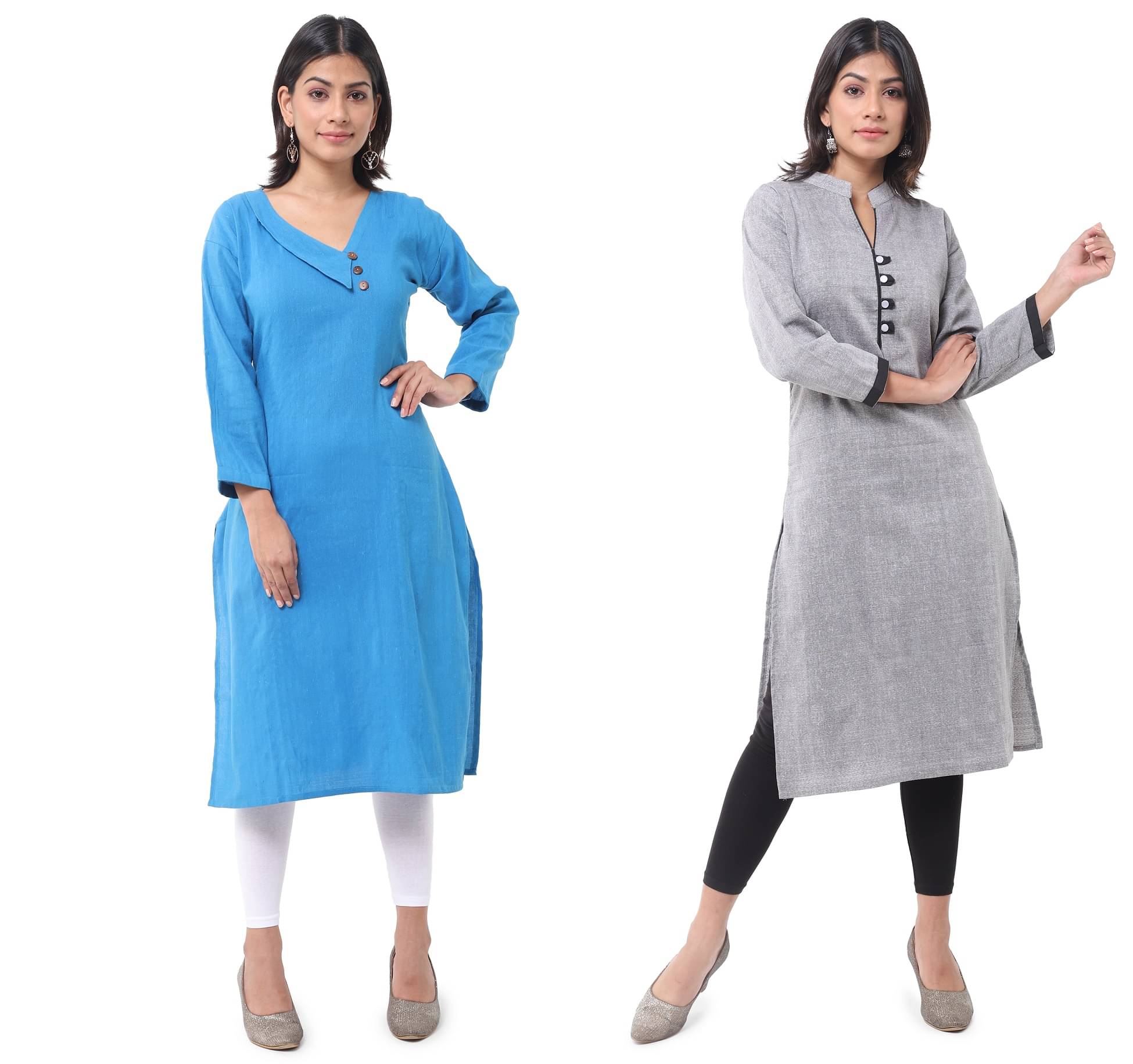     			DESHBANDHU DBK - Multicolor Cotton Women's Straight Kurti ( Pack of 2 )