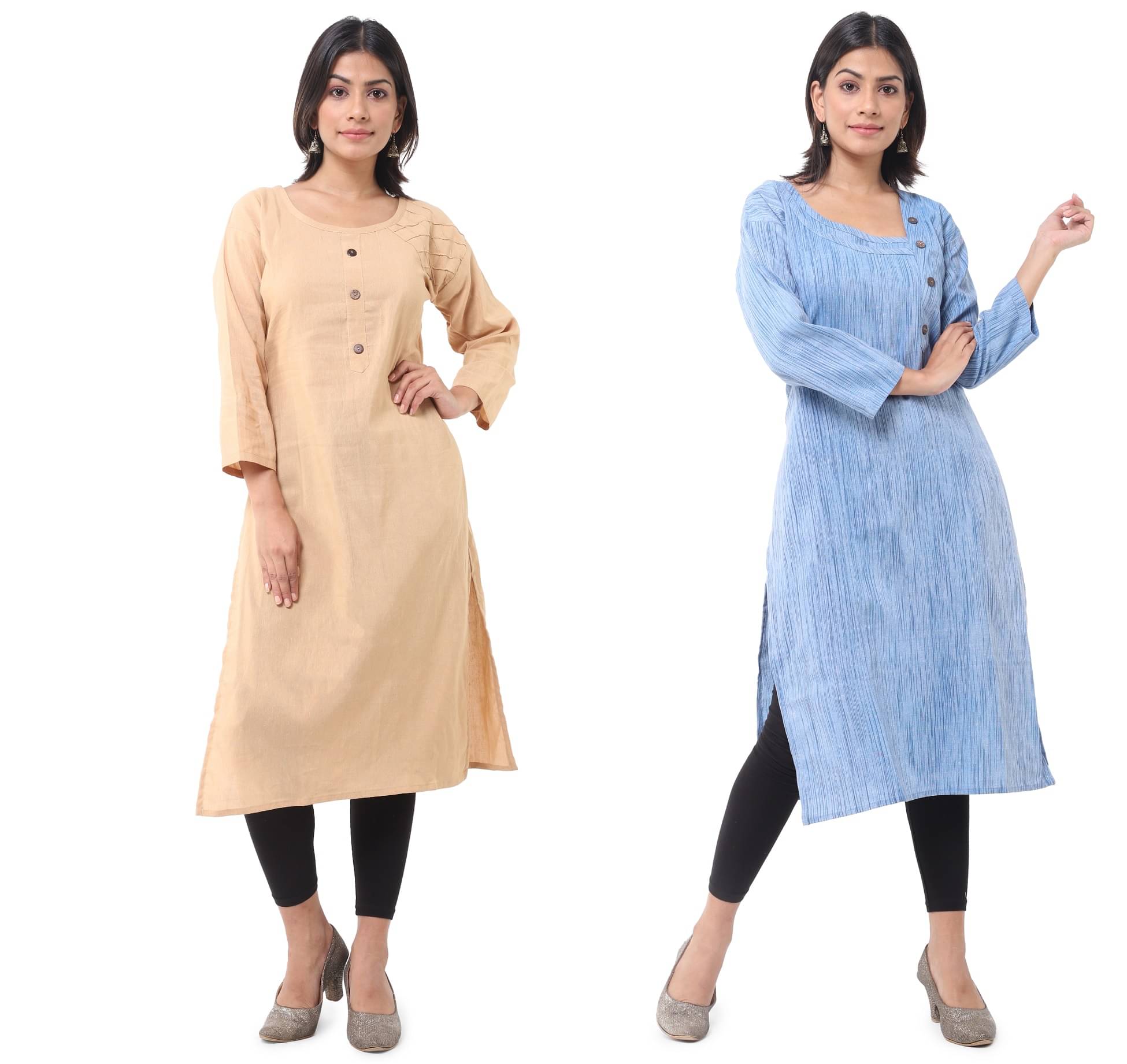     			DESHBANDHU DBK - Multicolor Cotton Women's Straight Kurti ( Pack of 2 )