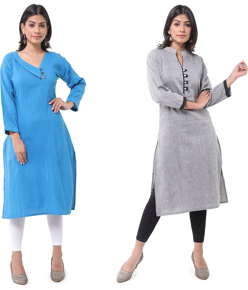 DESHBANDHU DBK - Multicolor Cotton Women's Straight Kurti ( Pack of 2 ) - Kurtis, Tunics | Buy online on ZillyBuy