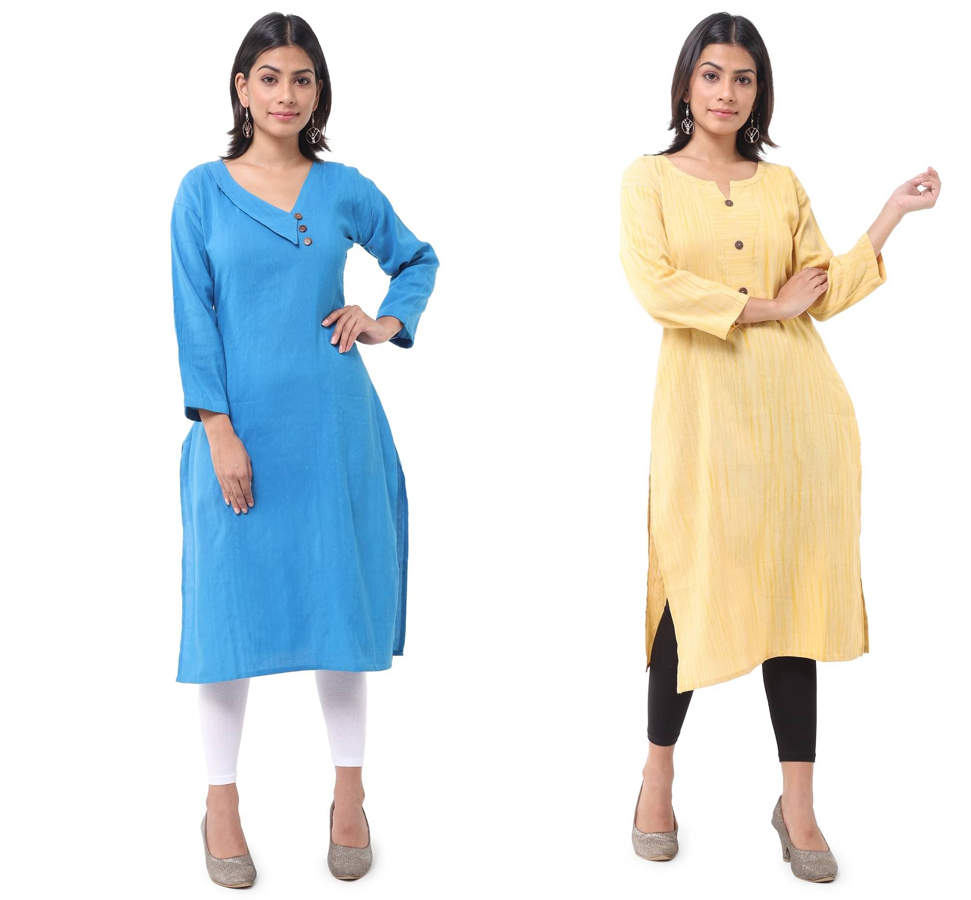     			DESHBANDHU DBK - Multicolor Cotton Women's Straight Kurti ( Pack of 2 )