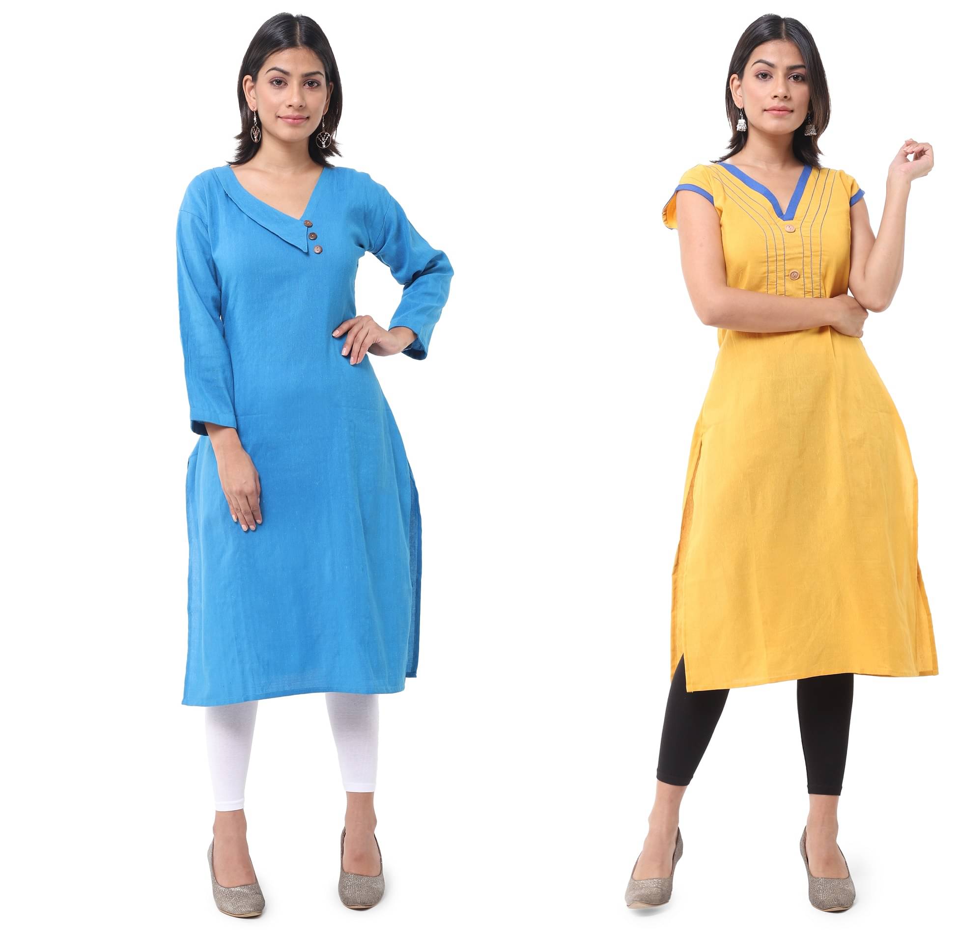 DESHBANDHU DBK - Multicolor Cotton Women's Straight Kurti ( Pack of 2 ) DESHBANDHU DBK - Multicolor Cotton Women's Straight Kurti ( Pack of 2 )